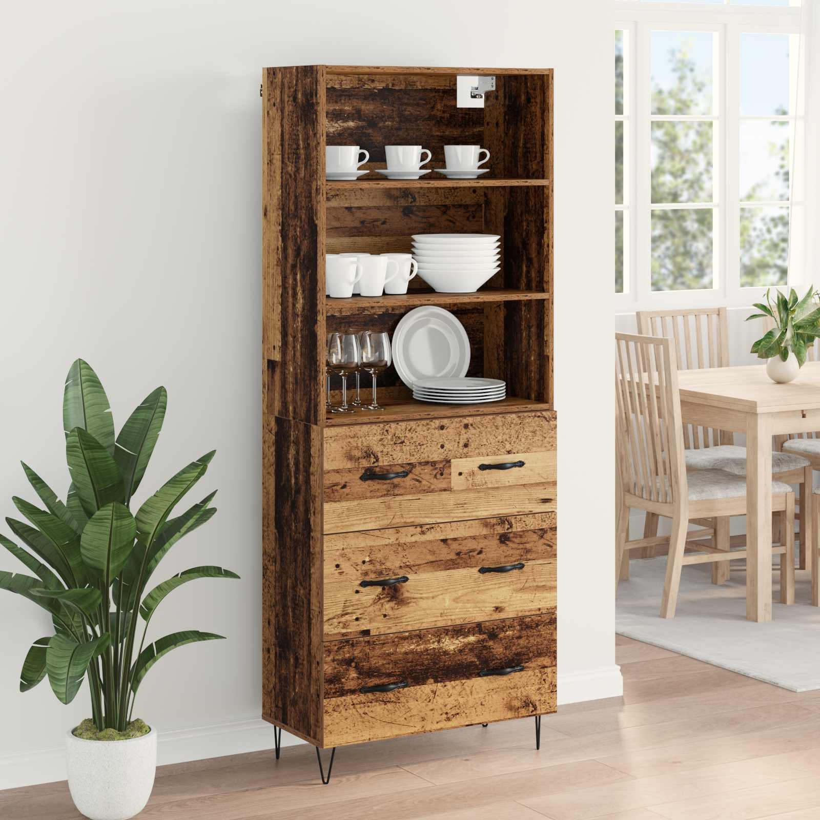 Bufet cu sertar Lemn Vechi 69,5 x 32,5 x 180 cm Lemn compozit — imaginea 4