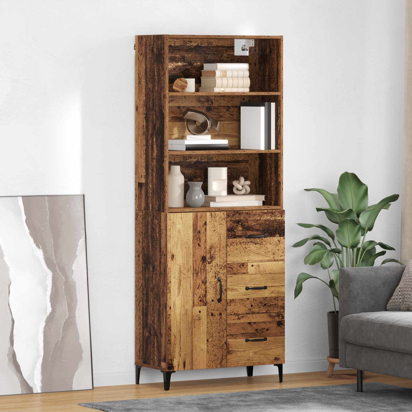 Bufet cu sertar Lemn Vechi 69,5 x 34 x 180 cm Lemn compozit — imaginea 2