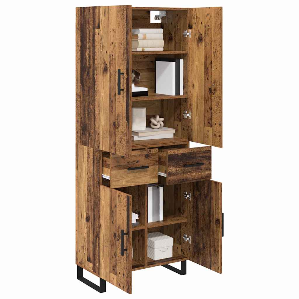 Bufet cu sertar 2 pcs Lemn Vechi Lemn Stratificat si Sticla — imaginea 4