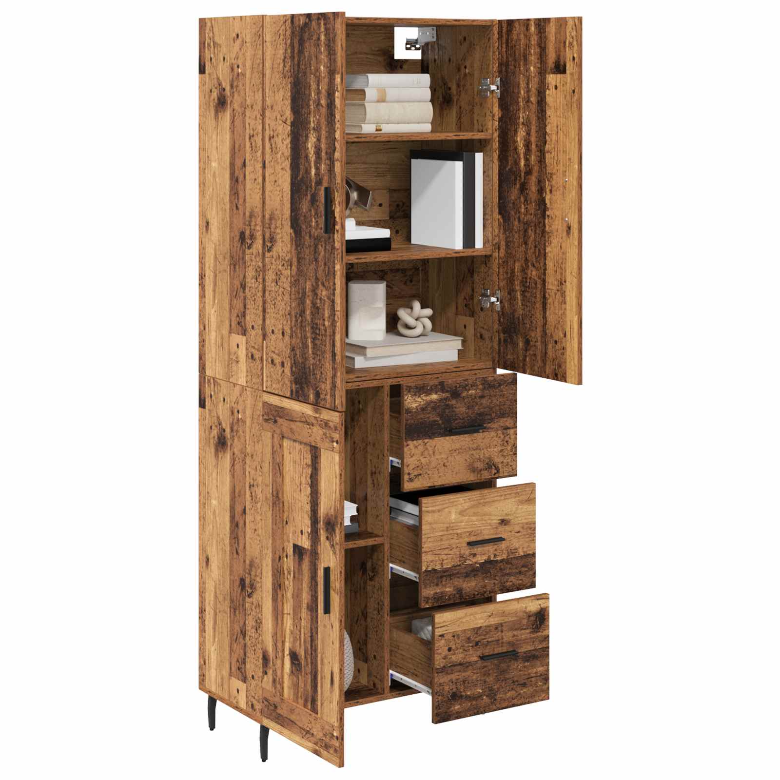 Bufet Lemn Vechi 69,5 x 34 x 180 cm Lemn Stratificat si Sticla — imaginea 3