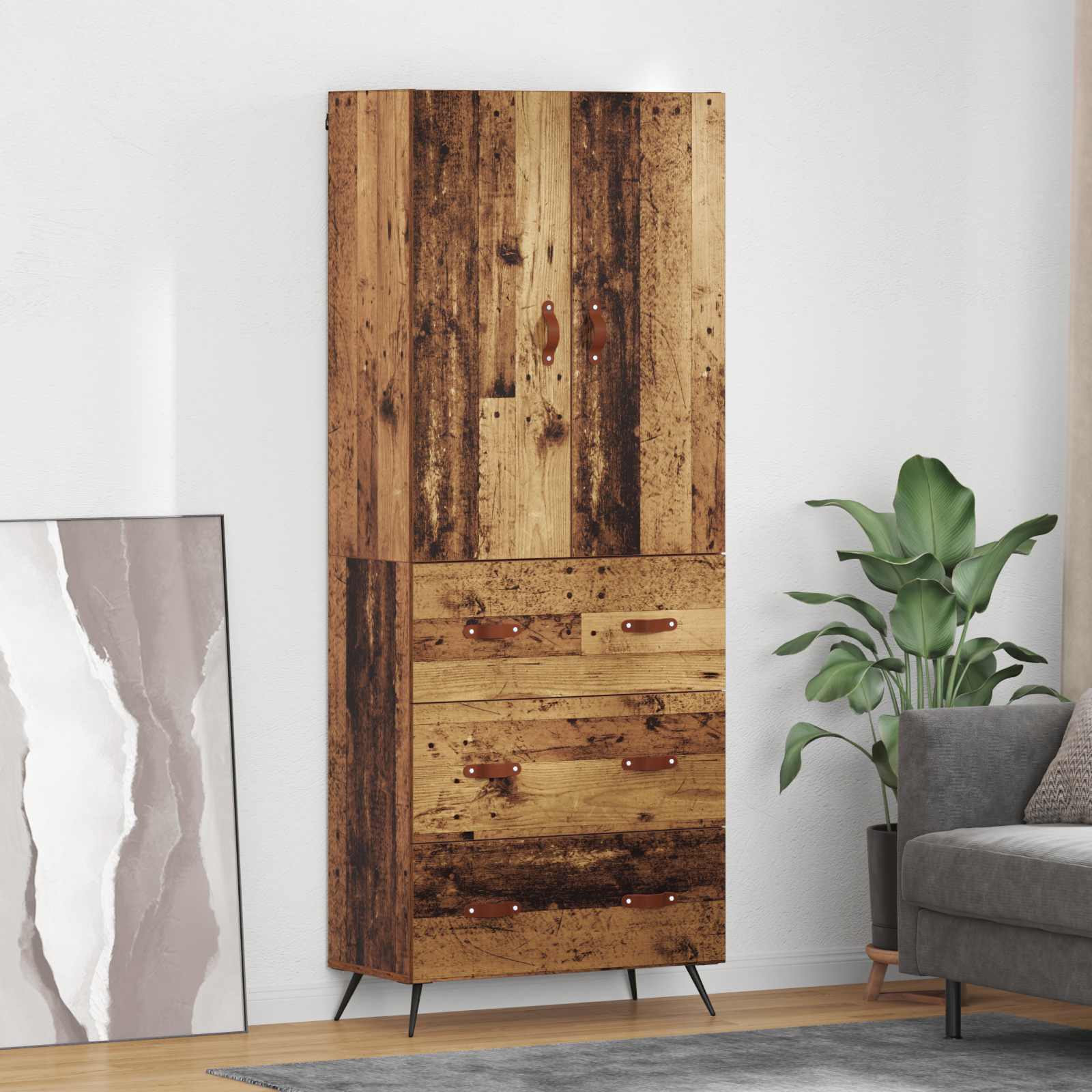 Bufet Pe perete Lemn Vechi 69,5 x 34 x 180 cm Lemn compozit — imaginea 2