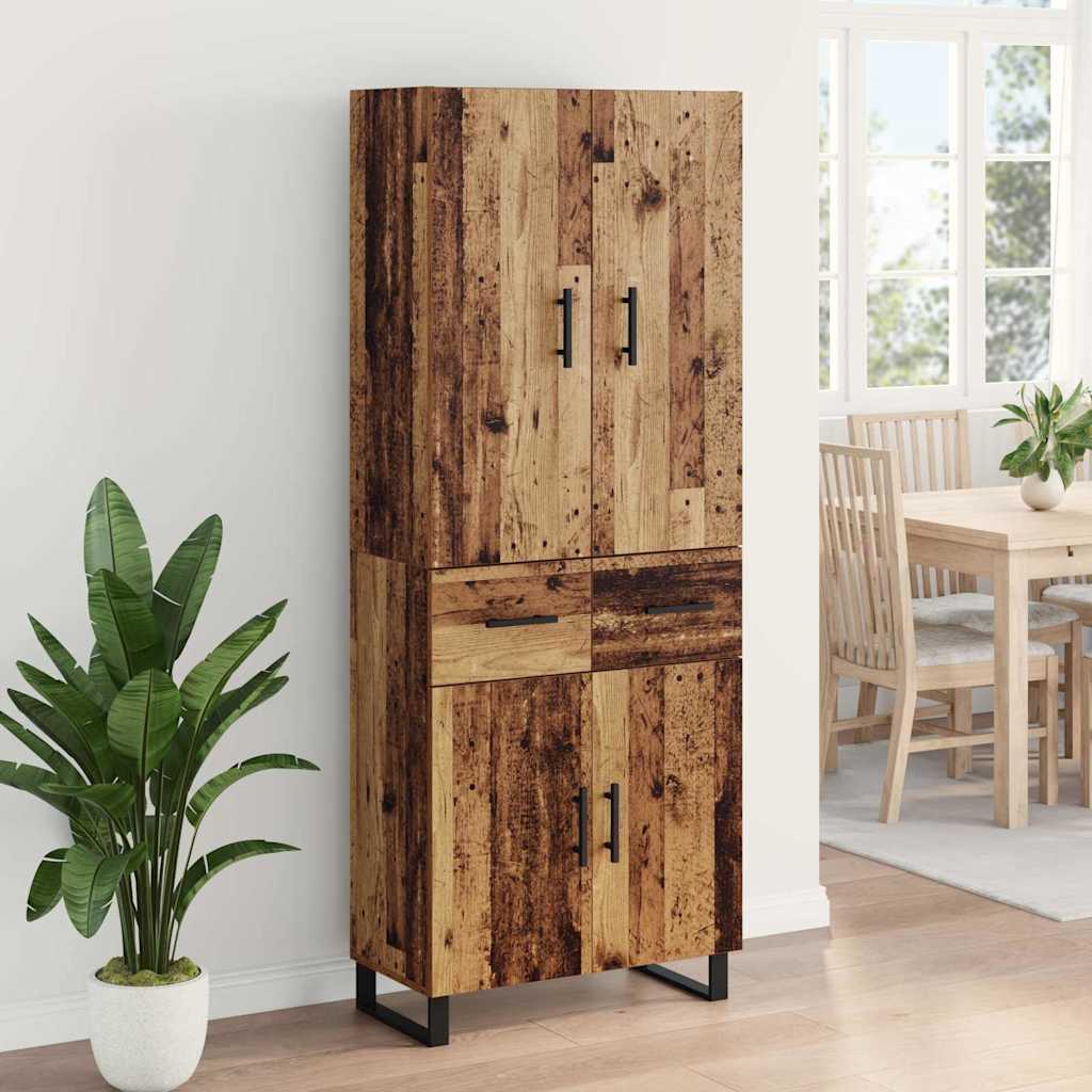 Bufet cu sertar 2 pcs Lemn Vechi Lemn Stratificat si Sticla — imaginea 5