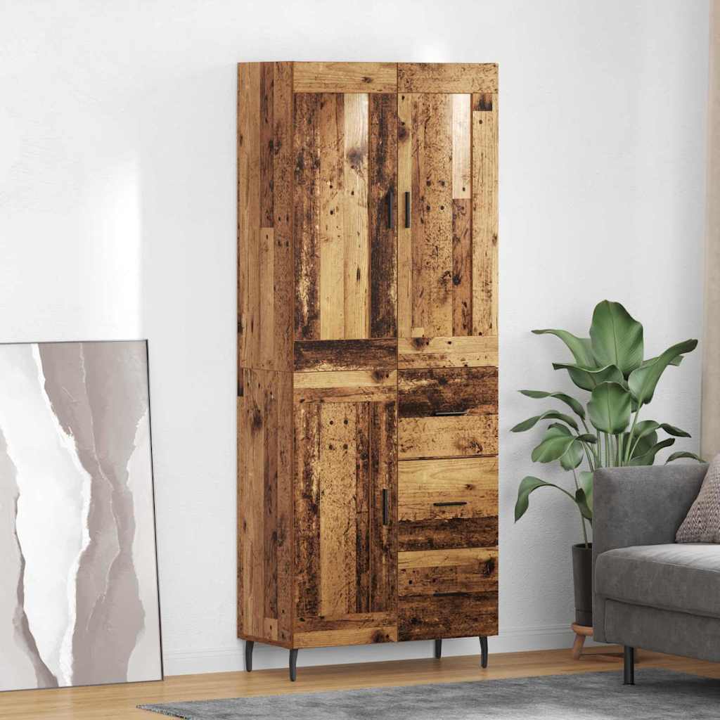 Bufet cu sertar 2 pcs Lemn Vechi Lemn Stratificat si Sticla — imaginea 2