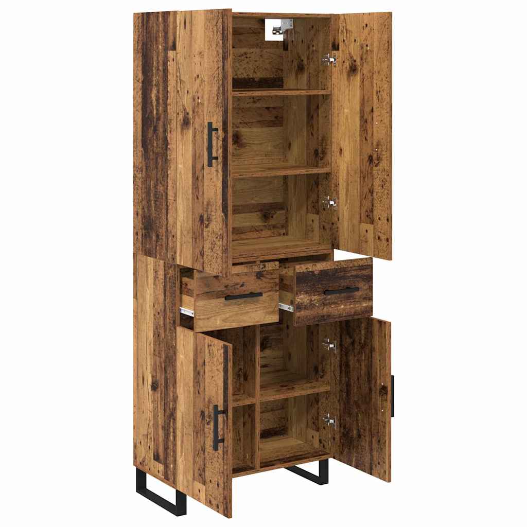 Bufet cu sertar 2 pcs Lemn Vechi Lemn Stratificat si Sticla — imaginea 6