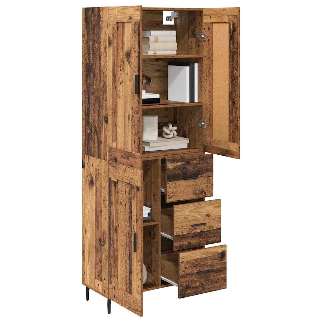 Bufet cu sertar 2 pcs Lemn Vechi Lemn Stratificat si Sticla — imaginea 4