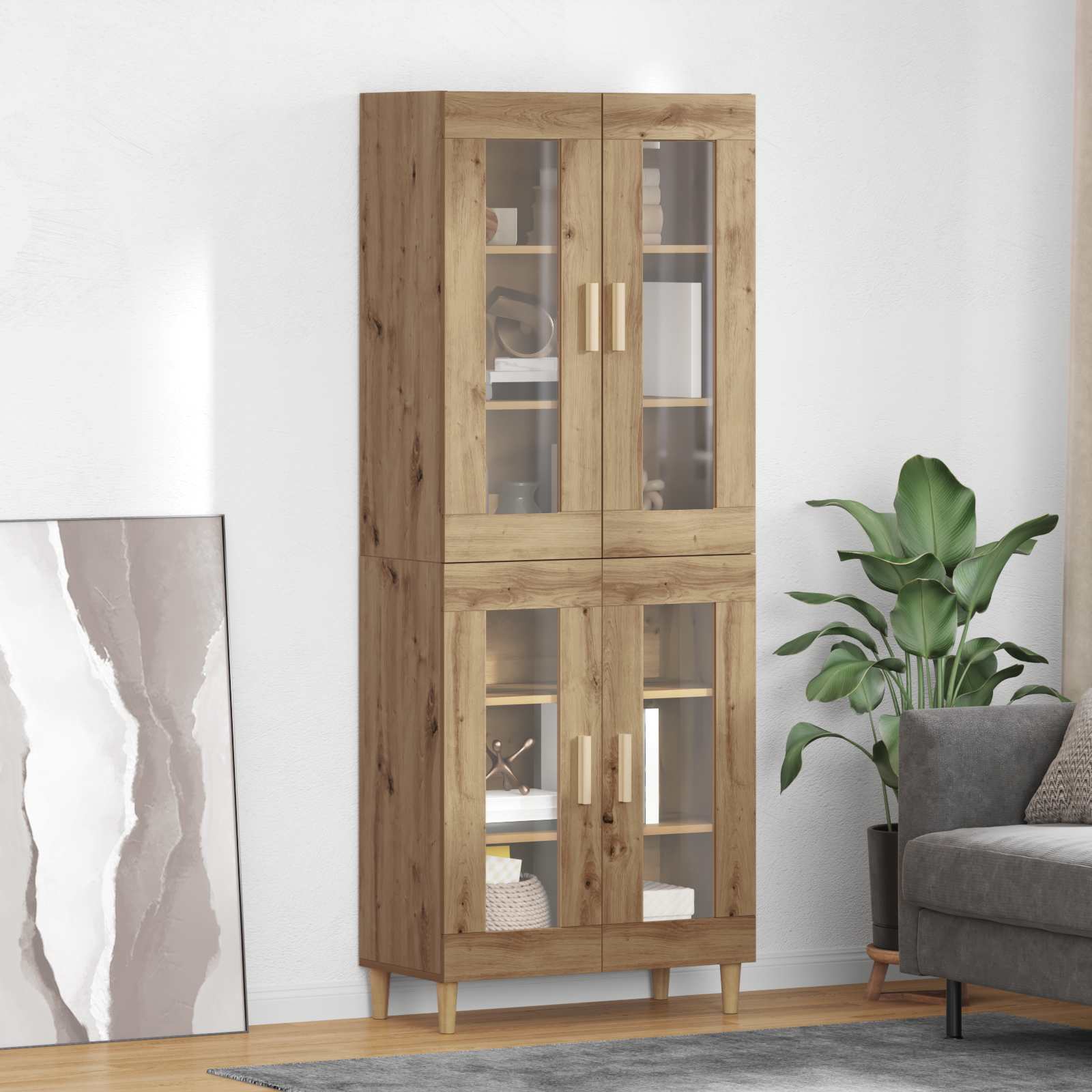 Bufet Stejar Artizanal 69,5 x 34 x 180 cm Lemn compozit — imaginea 2