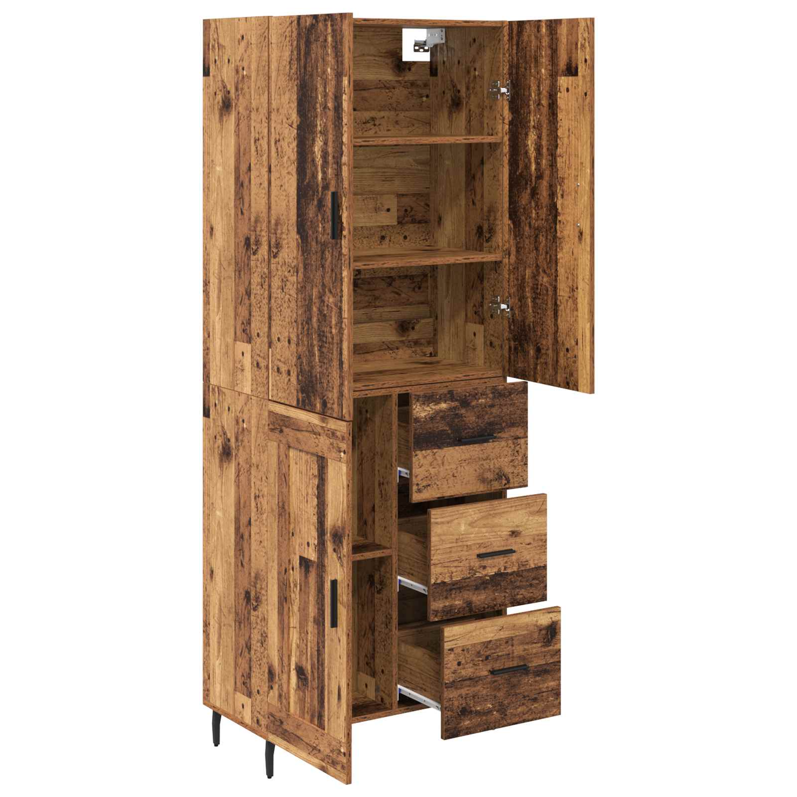 Bufet Lemn Vechi 69,5 x 34 x 180 cm Lemn Stratificat si Sticla — imaginea 5
