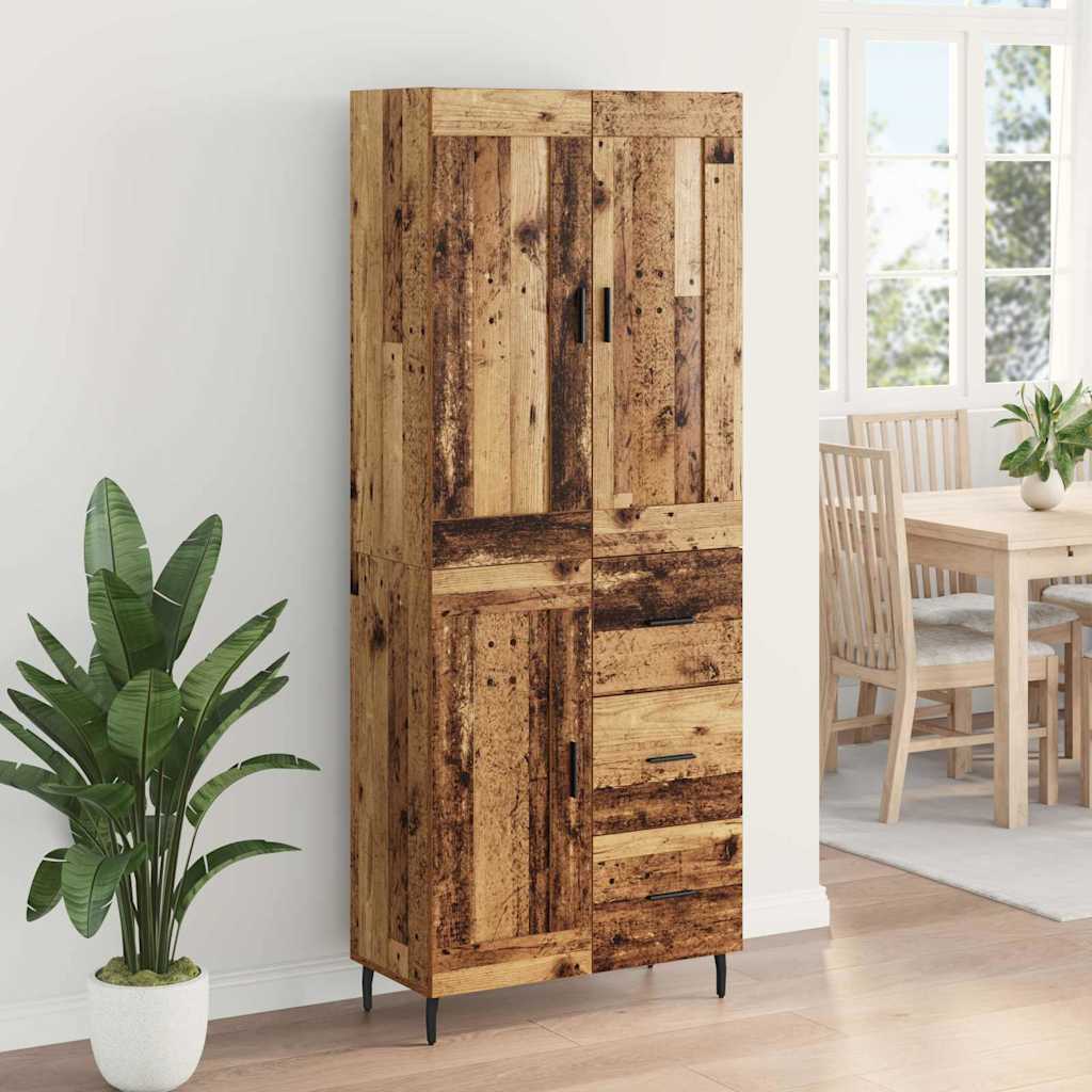 Bufet cu sertar 2 pcs Lemn Vechi Lemn Stratificat si Sticla — imaginea 5