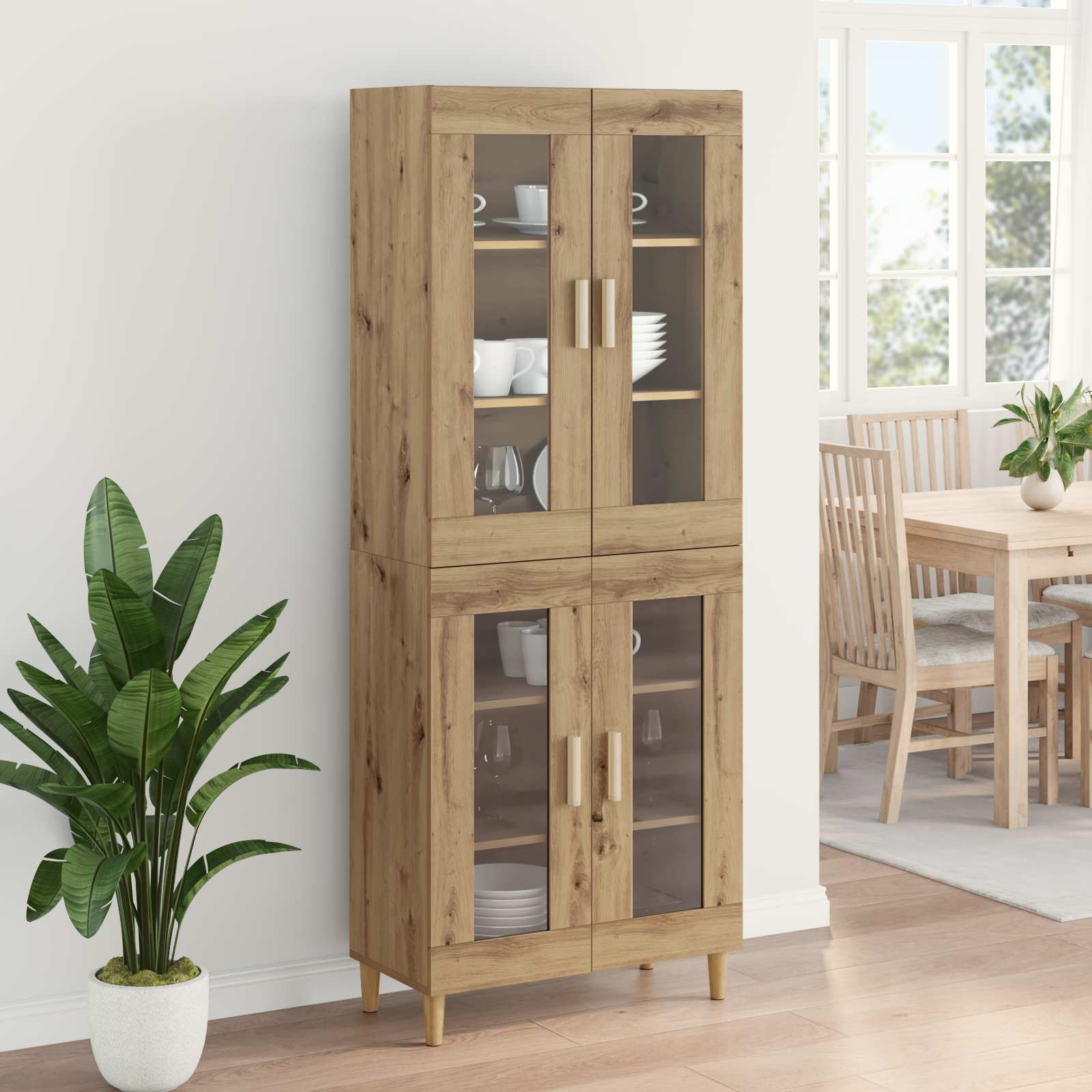 Bufet Stejar Artizanal 69,5 x 34 x 180 cm Lemn compozit — imaginea 4