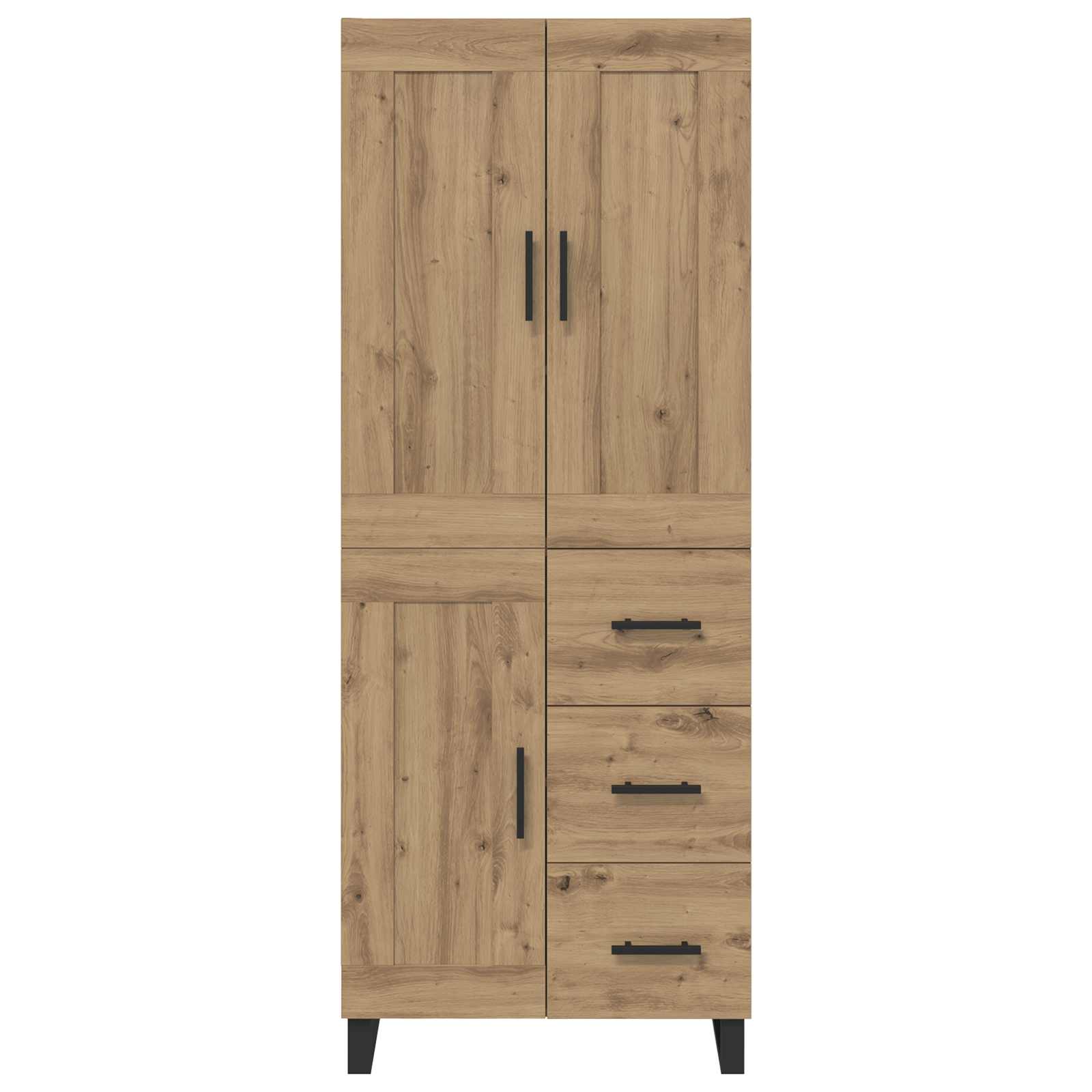 Bufet 2 pcs Stejar Artizanal Lemn Stratificat si Sticla — imaginea 8
