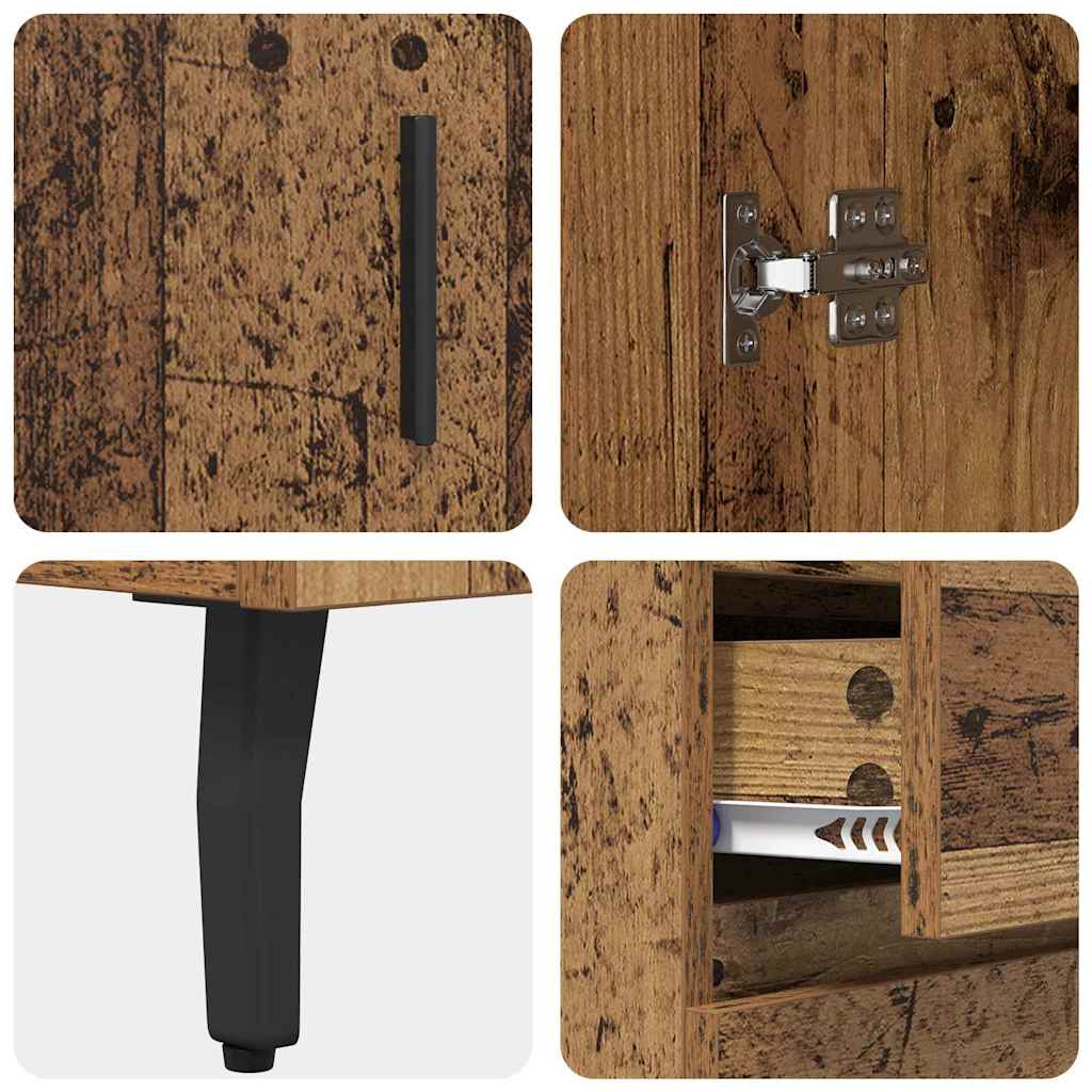 Bufet cu sertar 2 pcs Lemn Vechi Lemn Stratificat si Sticla — imaginea 11