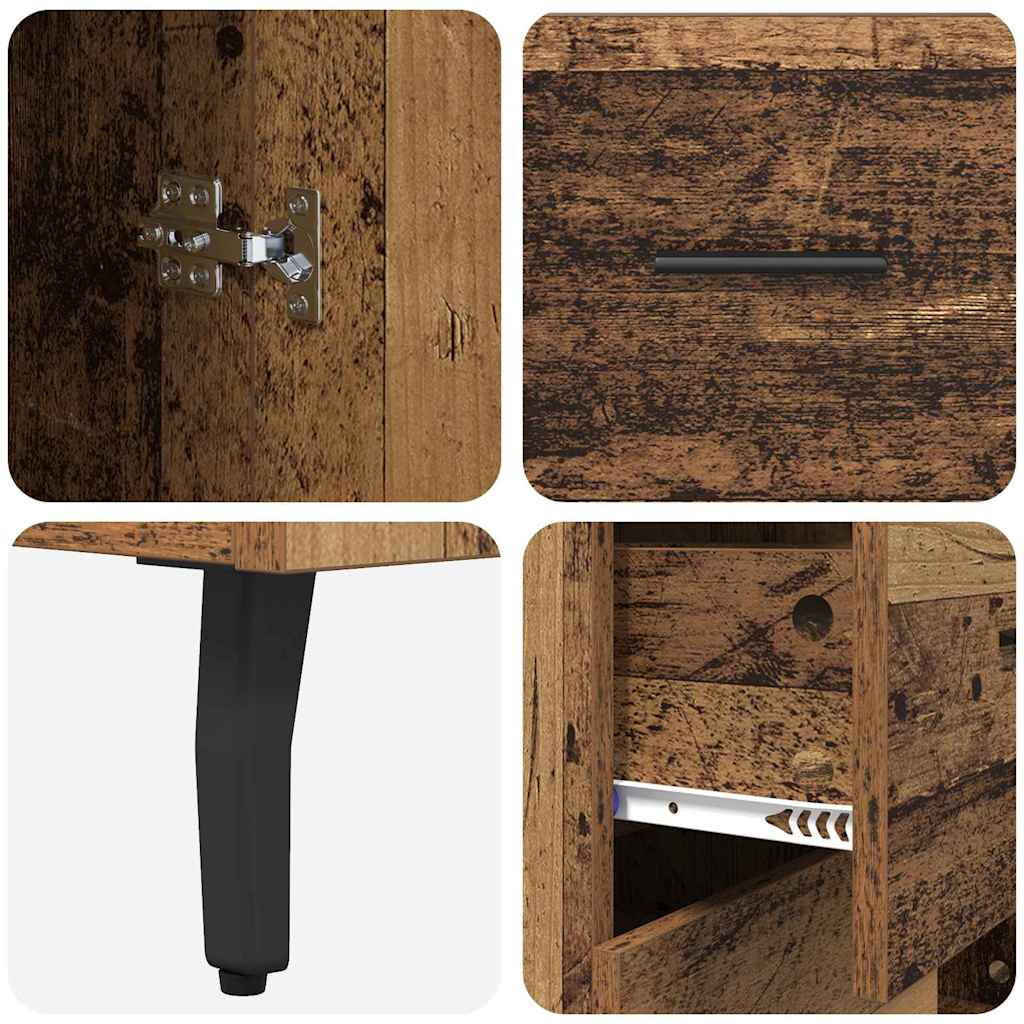 Bufet Lemn Vechi 69,5 x 34 x 180 cm Lemn Stratificat si Sticla — imaginea 11