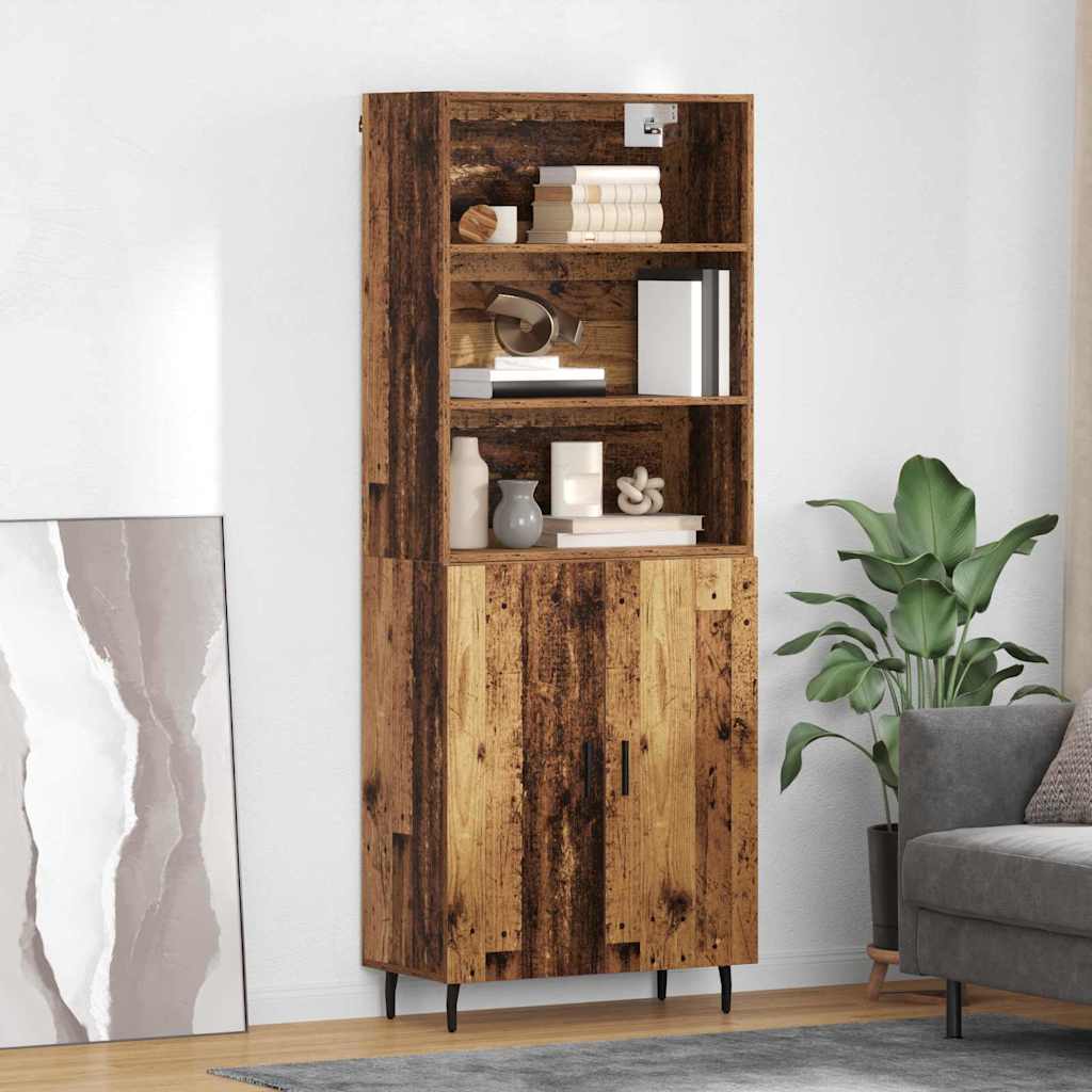 Bufet Lemn Vechi 69,5 x 34 x 180 cm Lemn Stratificat si Sticla — imaginea 2