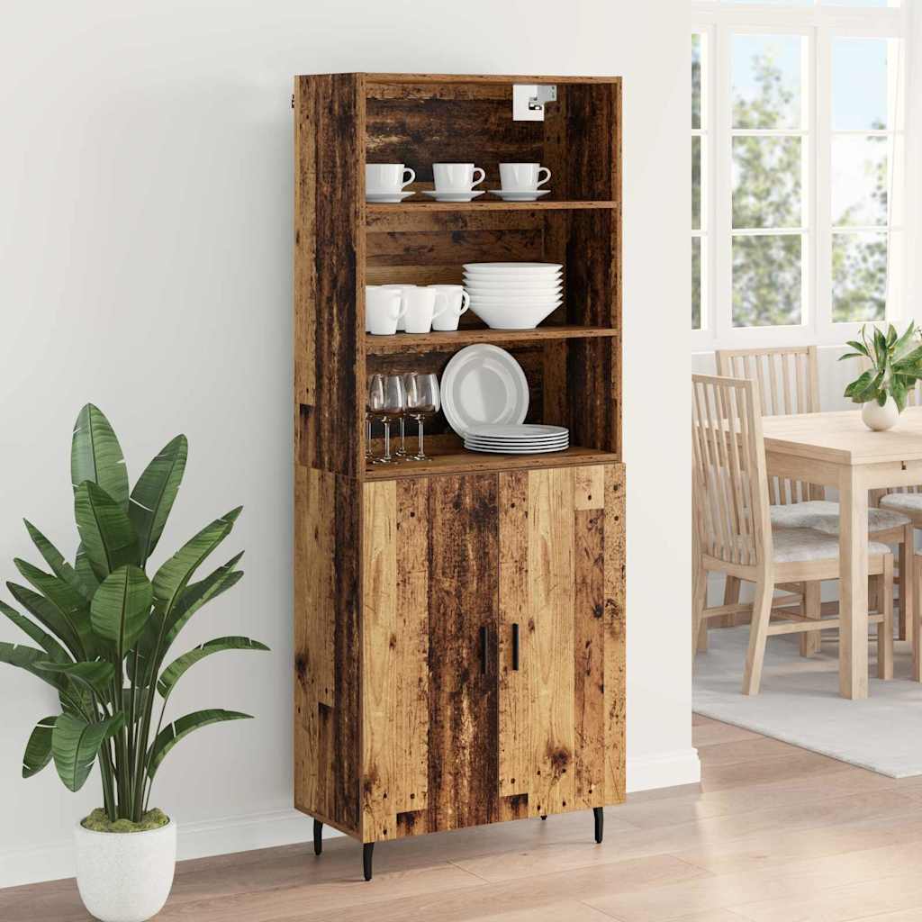Bufet Lemn Vechi 69,5 x 34 x 180 cm Lemn Stratificat si Sticla — imaginea 5