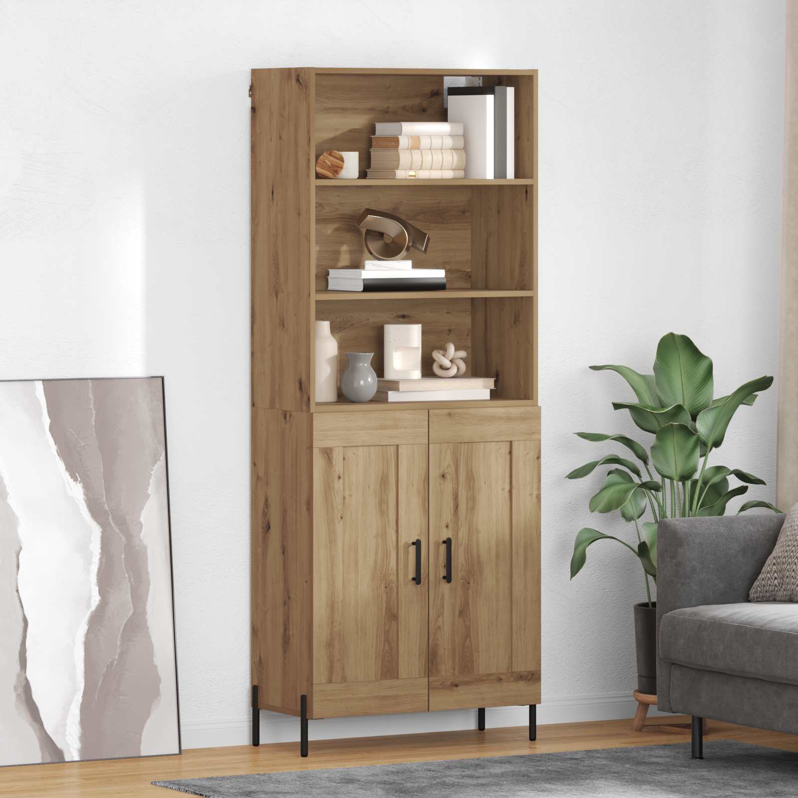 Bufet Stejar Artizanal 69,5 x 32,5 x 180 cm Lemn compozit — imaginea 2