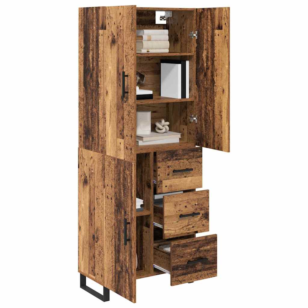 Bufet cu sertar 2 pcs Lemn Vechi Lemn Stratificat si Sticla — imaginea 4