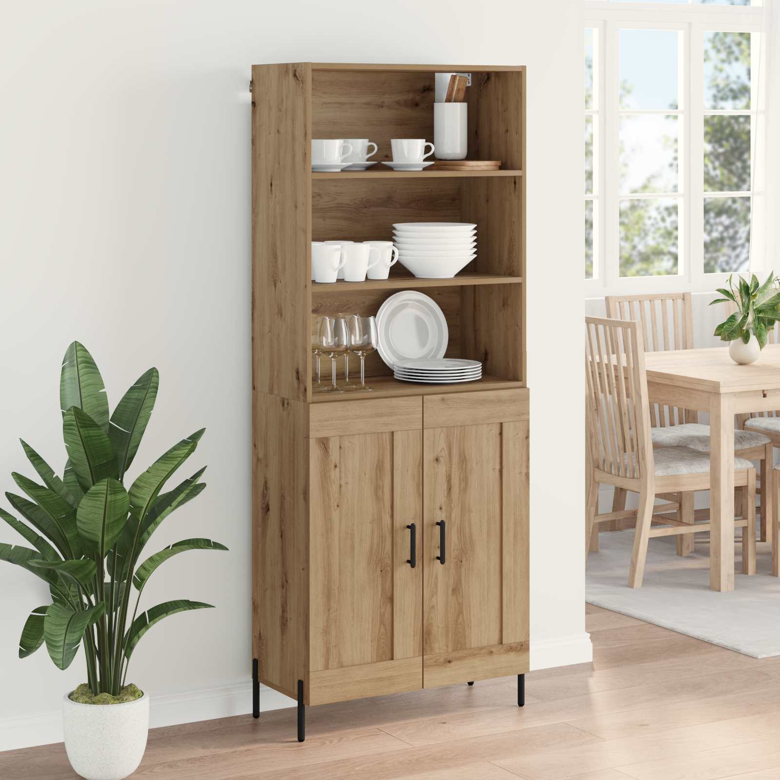 Bufet Stejar Artizanal 69,5 x 32,5 x 180 cm Lemn compozit — imaginea 4