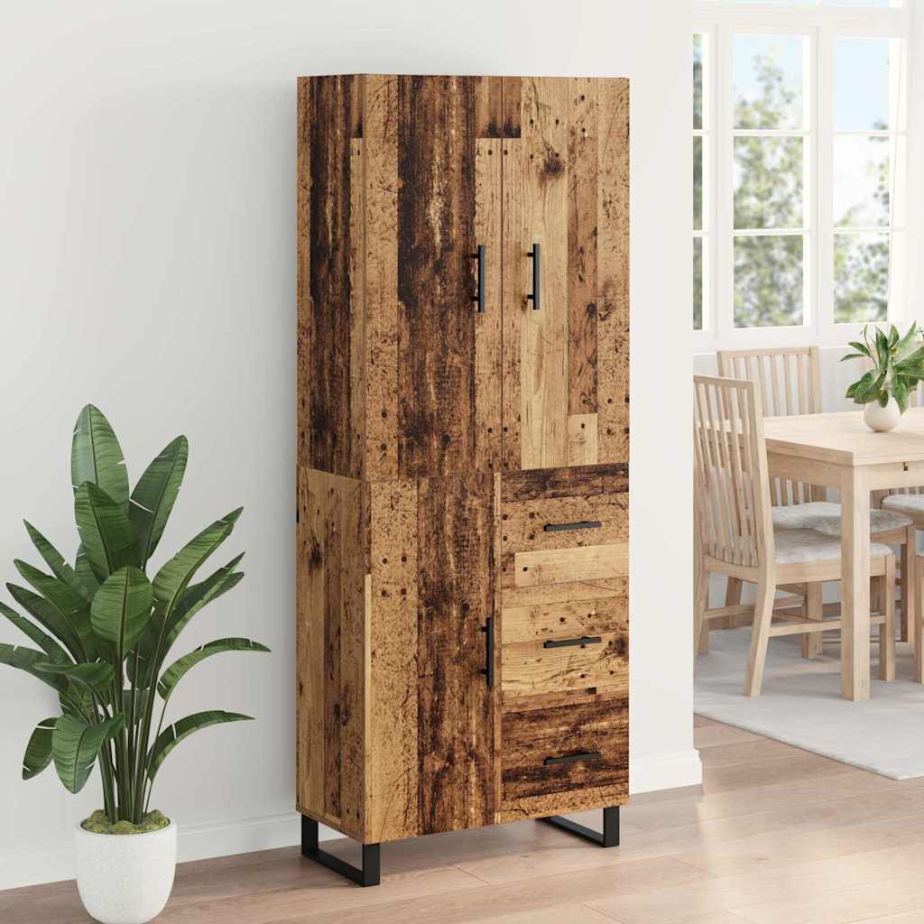 Bufet cu sertar 2 pcs Lemn Vechi Lemn Stratificat si Sticla — imaginea 5