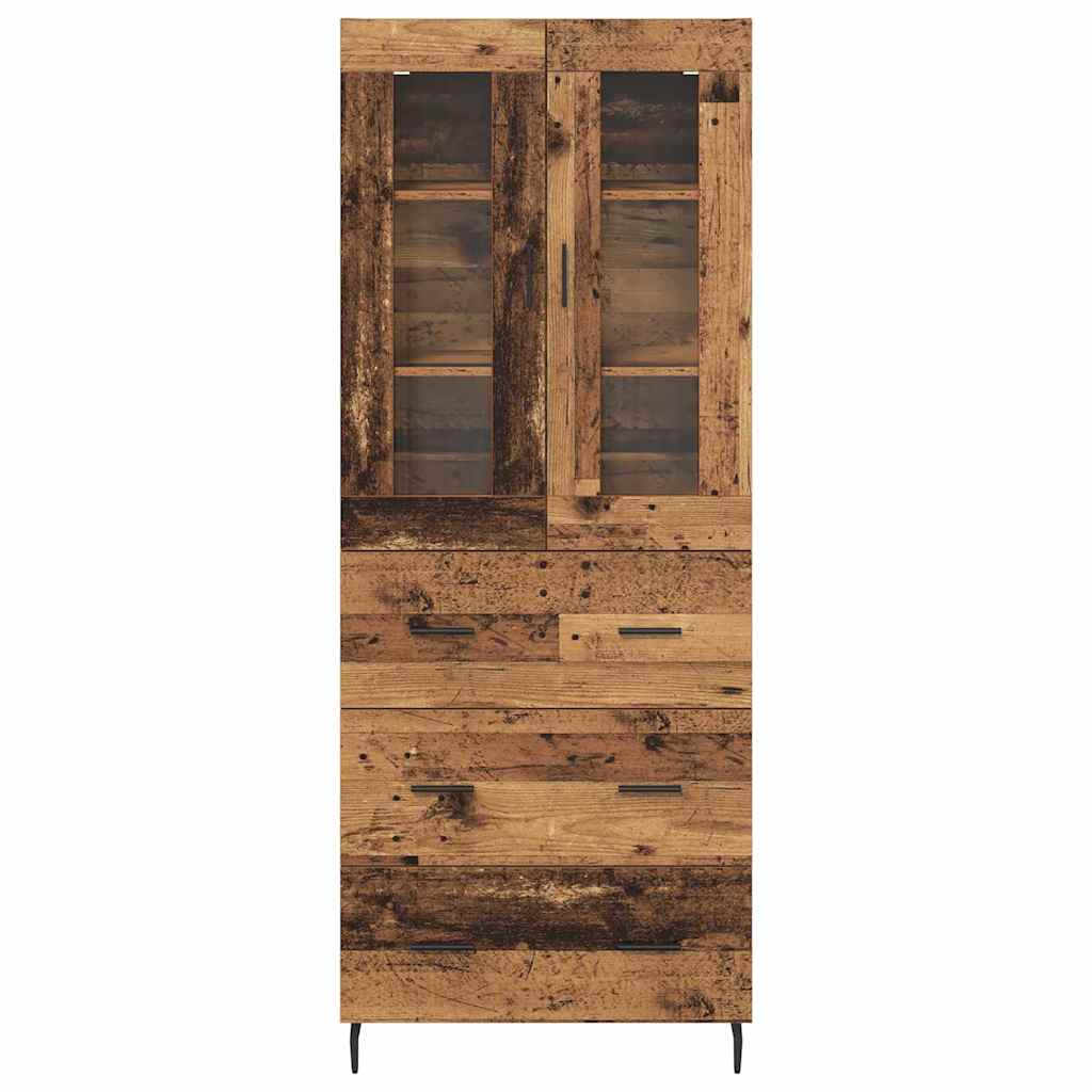 Bufet cu sertar 2 pcs Lemn Vechi Lemn Stratificat si Sticla — imaginea 9