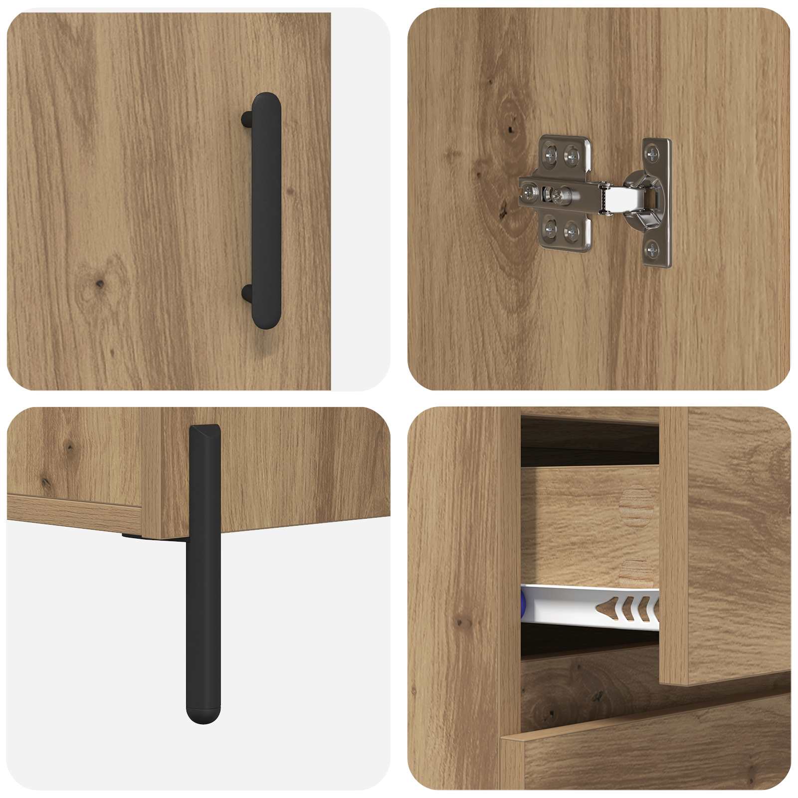 Bufet Stejar Artizanal 69,5 x 32,5 x 180 cm Lemn compozit — imaginea 11
