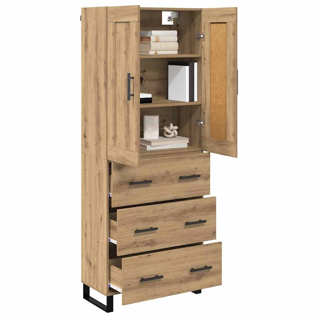 Bufet 2 pcs Stejar Artizanal Lemn Stratificat si Sticla — imaginea 4