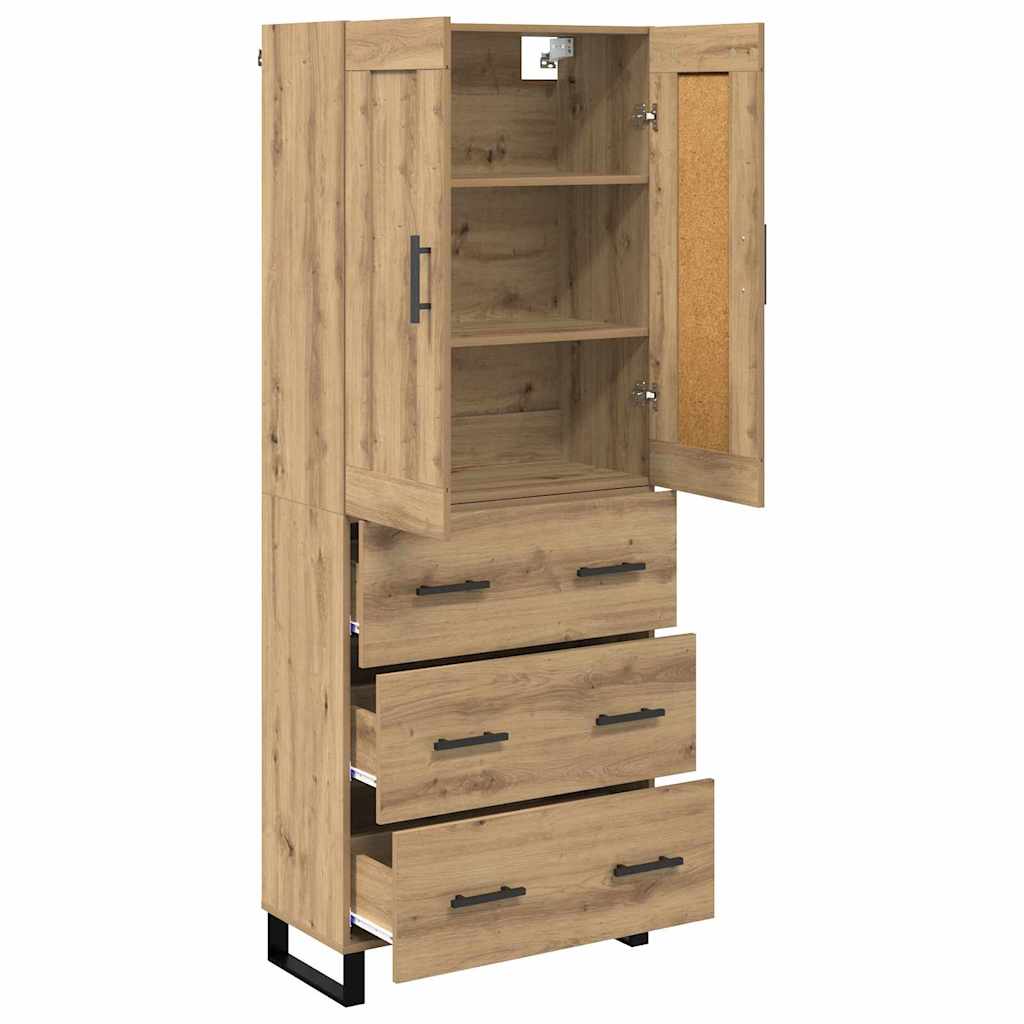 Bufet 2 pcs Stejar Artizanal Lemn Stratificat si Sticla — imaginea 6