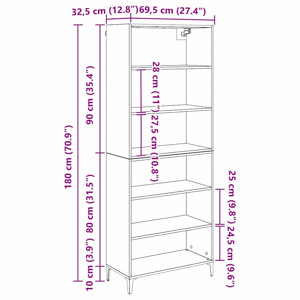 Bufet Lemn Vechi 69,5 x 34 x 180 cm Lemn compozit — imaginea 13