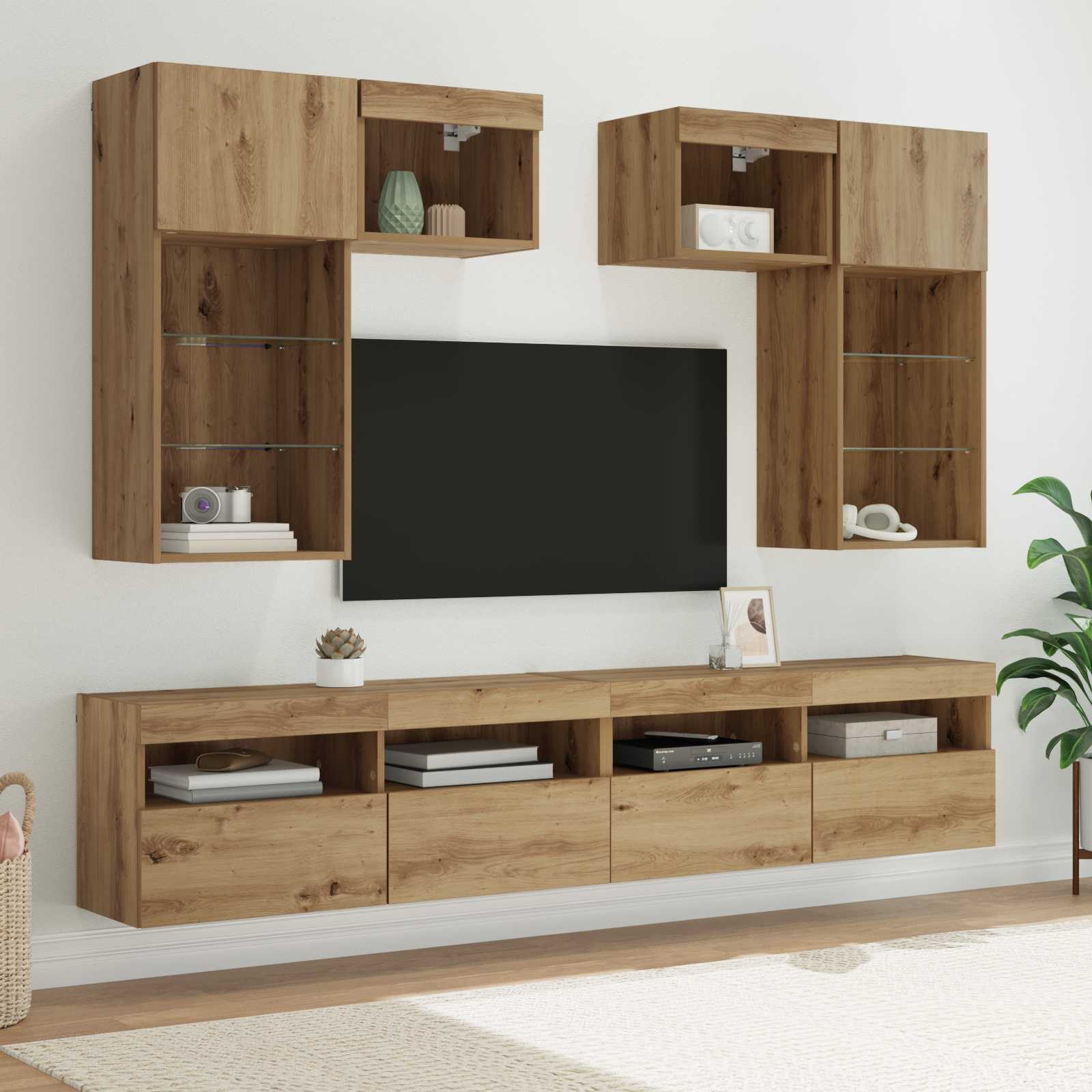 Unitati pentru Pereti de TV 6 pcs Lemn Vechi 100 x 30 x 40 cm — imaginea 2