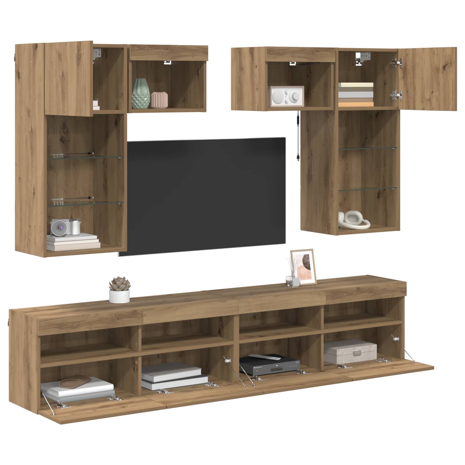Unitati pentru Pereti de TV 6 pcs Lemn Vechi 100 x 30 x 40 cm — imaginea 3