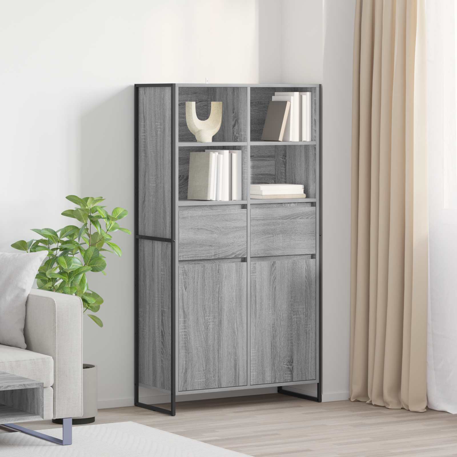 Bufet 2 pcs Gri Sonoma 81 x 36 x 150.5 cm Lemn compozit — imaginea 2