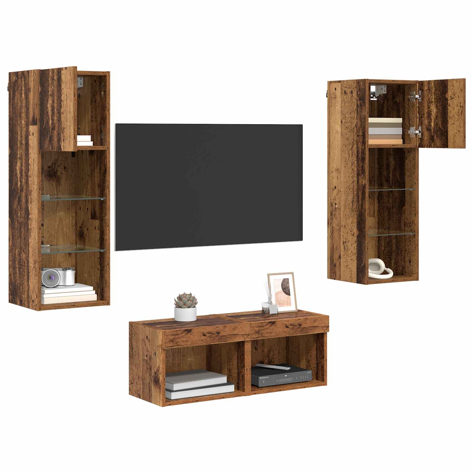 Dulapuri pentru TV 4 pcs Stejar Artizanal 40 x 30 x 30 cm — imaginea 3