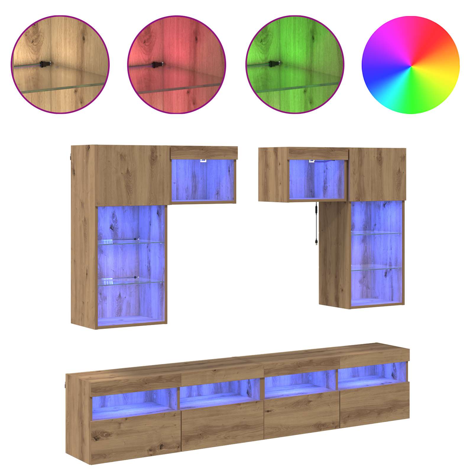 Unitati pentru Pereti de TV 6 pcs Lemn Vechi 100 x 30 x 40 cm — imaginea 4