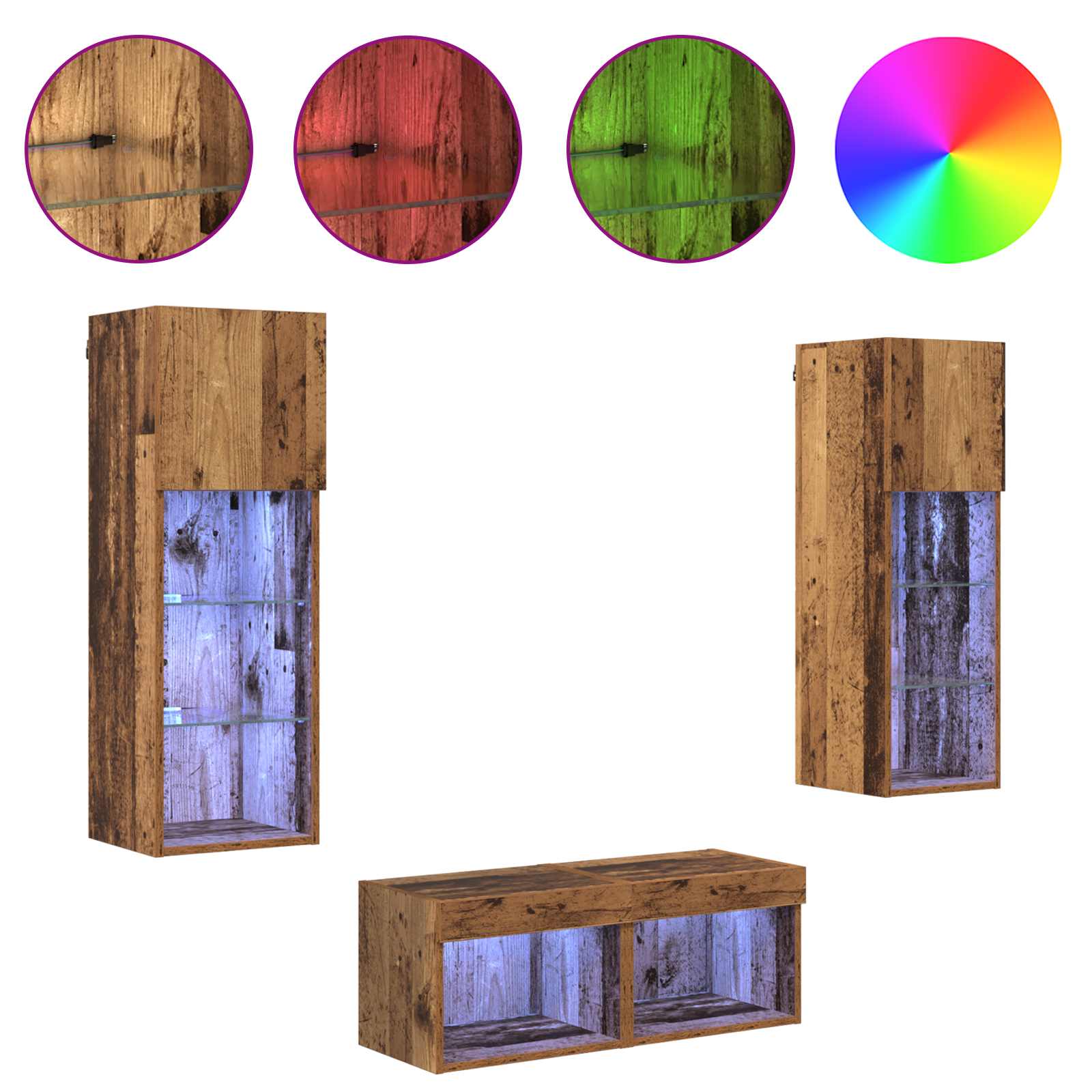 Dulapuri pentru TV 4 pcs Stejar Artizanal 40 x 30 x 30 cm — imaginea 4