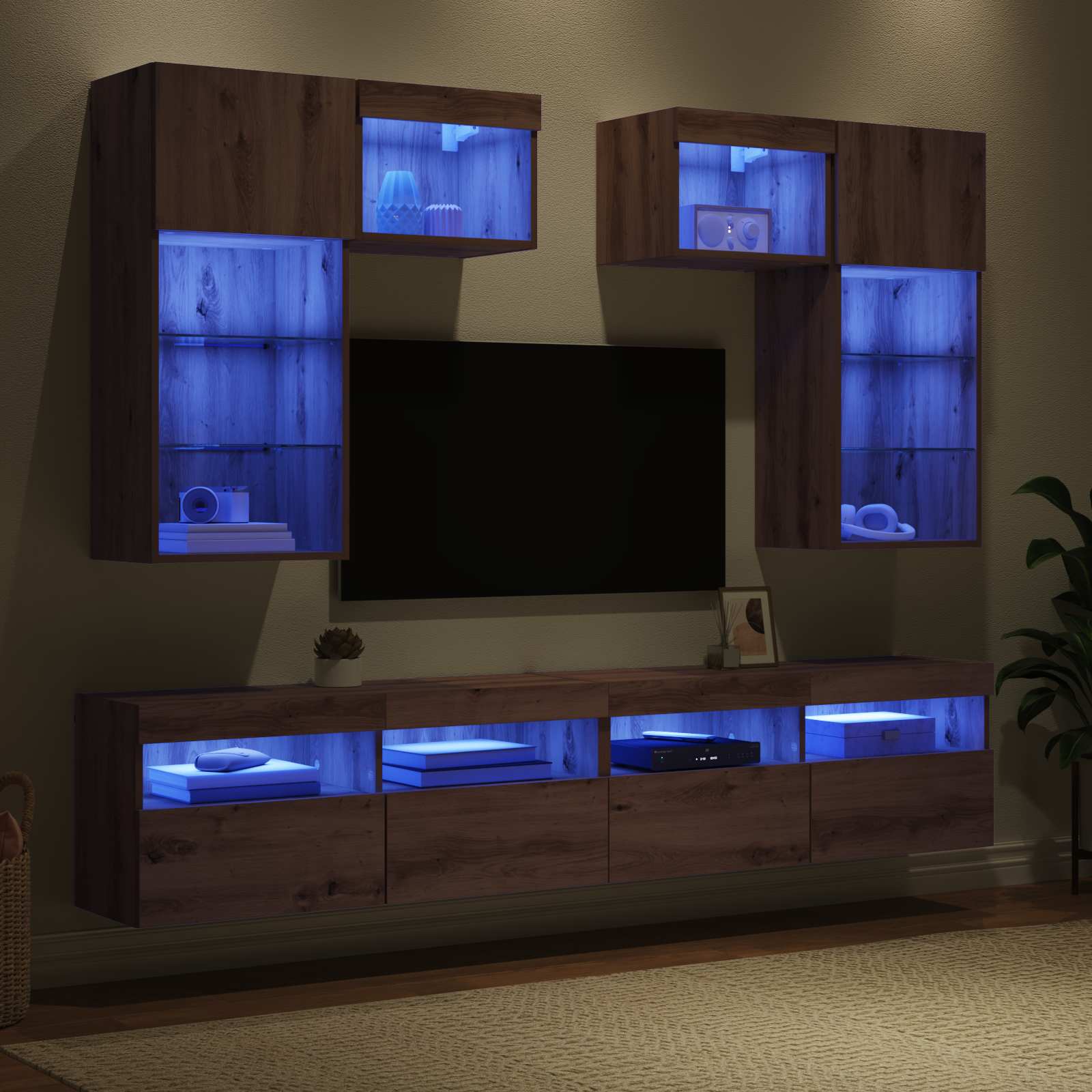 Unitati pentru Pereti de TV 6 pcs Lemn Vechi 100 x 30 x 40 cm — imaginea 5