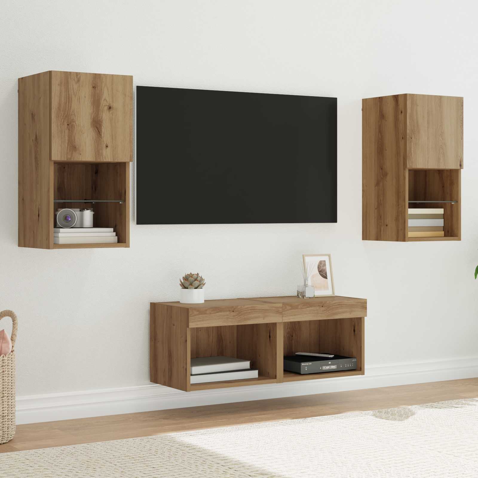 Dulapuri pentru TV 4 pcs Stejar Artizanal 30,5 x 30 x 60 cm — imaginea 2