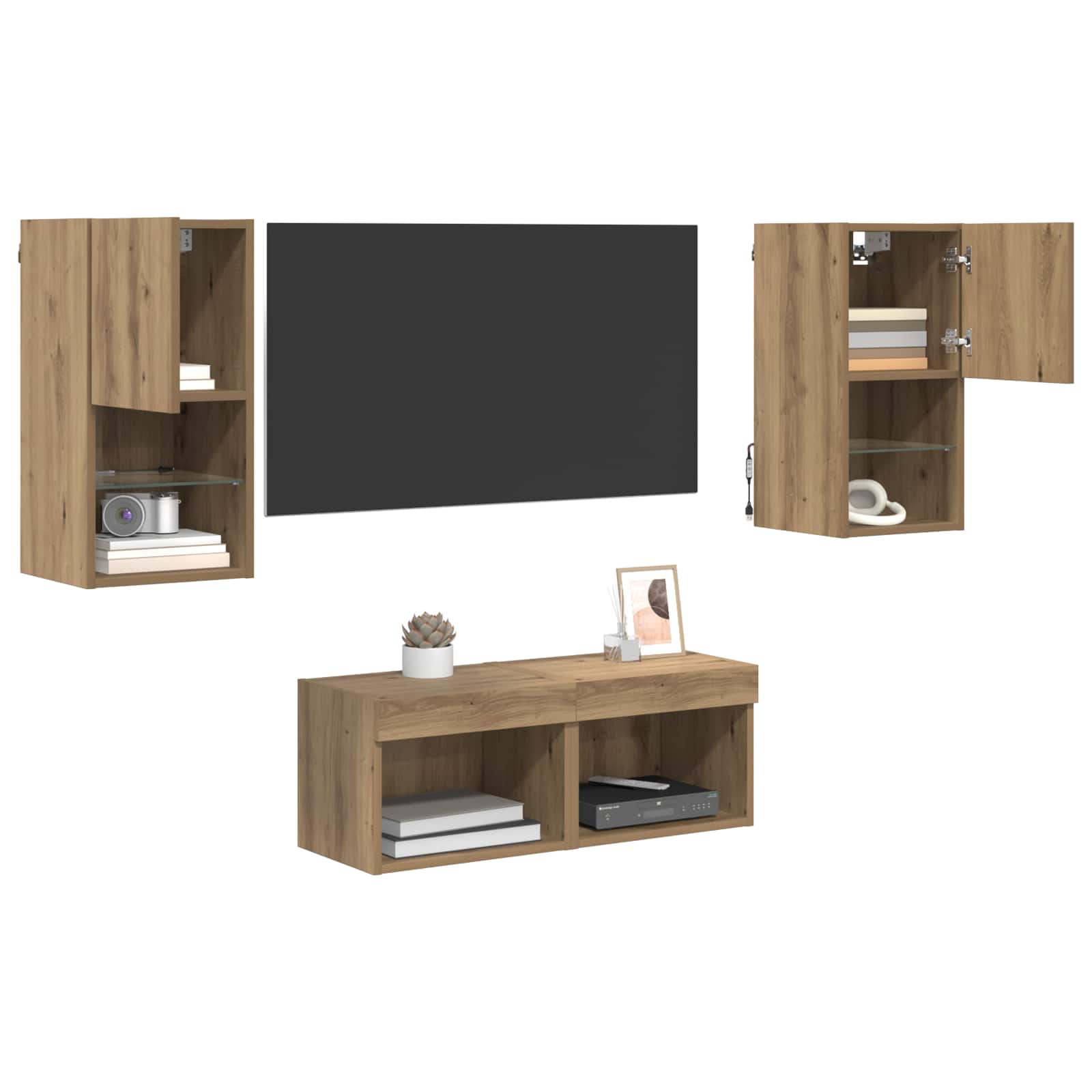 Dulapuri pentru TV 4 pcs Stejar Artizanal 30,5 x 30 x 60 cm — imaginea 3