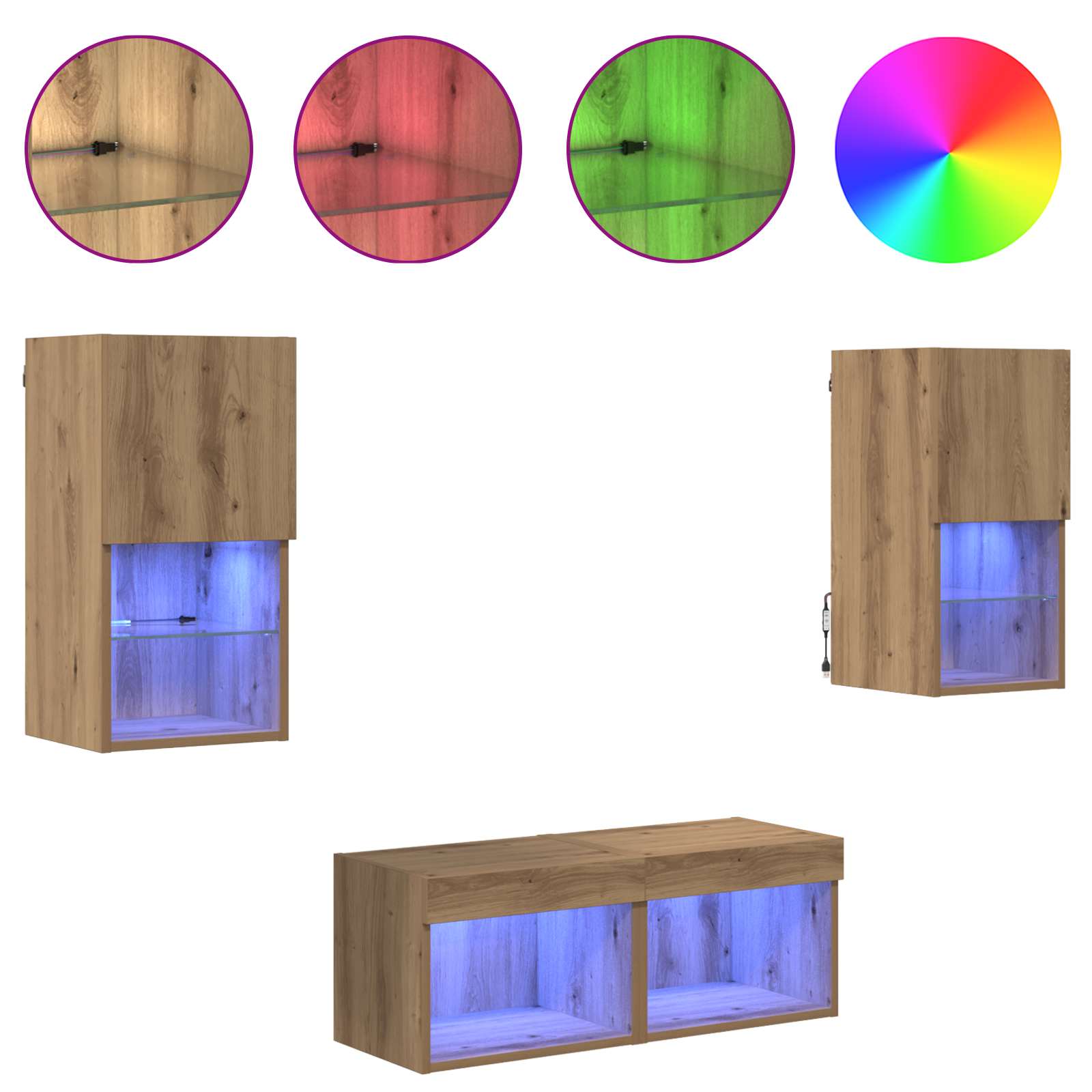 Dulapuri pentru TV 4 pcs Stejar Artizanal 30,5 x 30 x 60 cm — imaginea 4