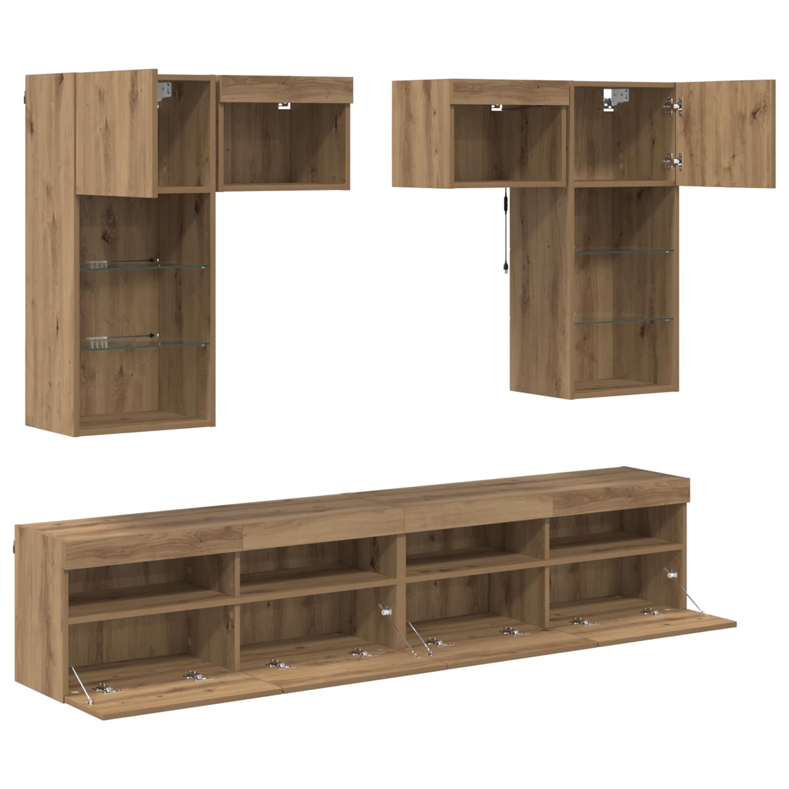 Unitati pentru Pereti de TV 6 pcs Lemn Vechi 100 x 30 x 40 cm — imaginea 9