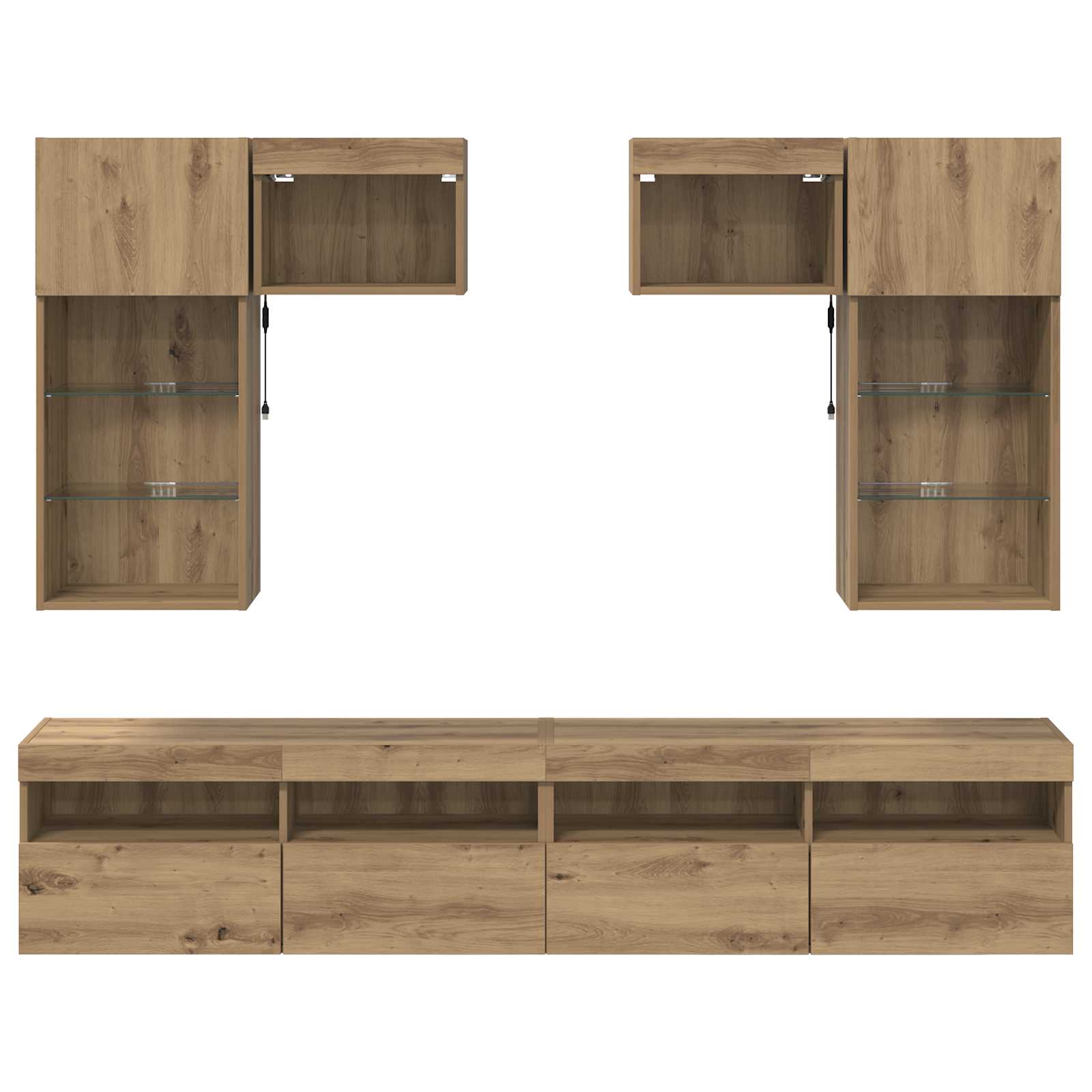 Unitati pentru Pereti de TV 6 pcs Lemn Vechi 100 x 30 x 40 cm — imaginea 10