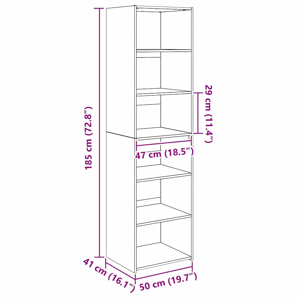 Dulap Stejar Negru 50 x 41 x 185 cm Lemn compozit — imaginea 10