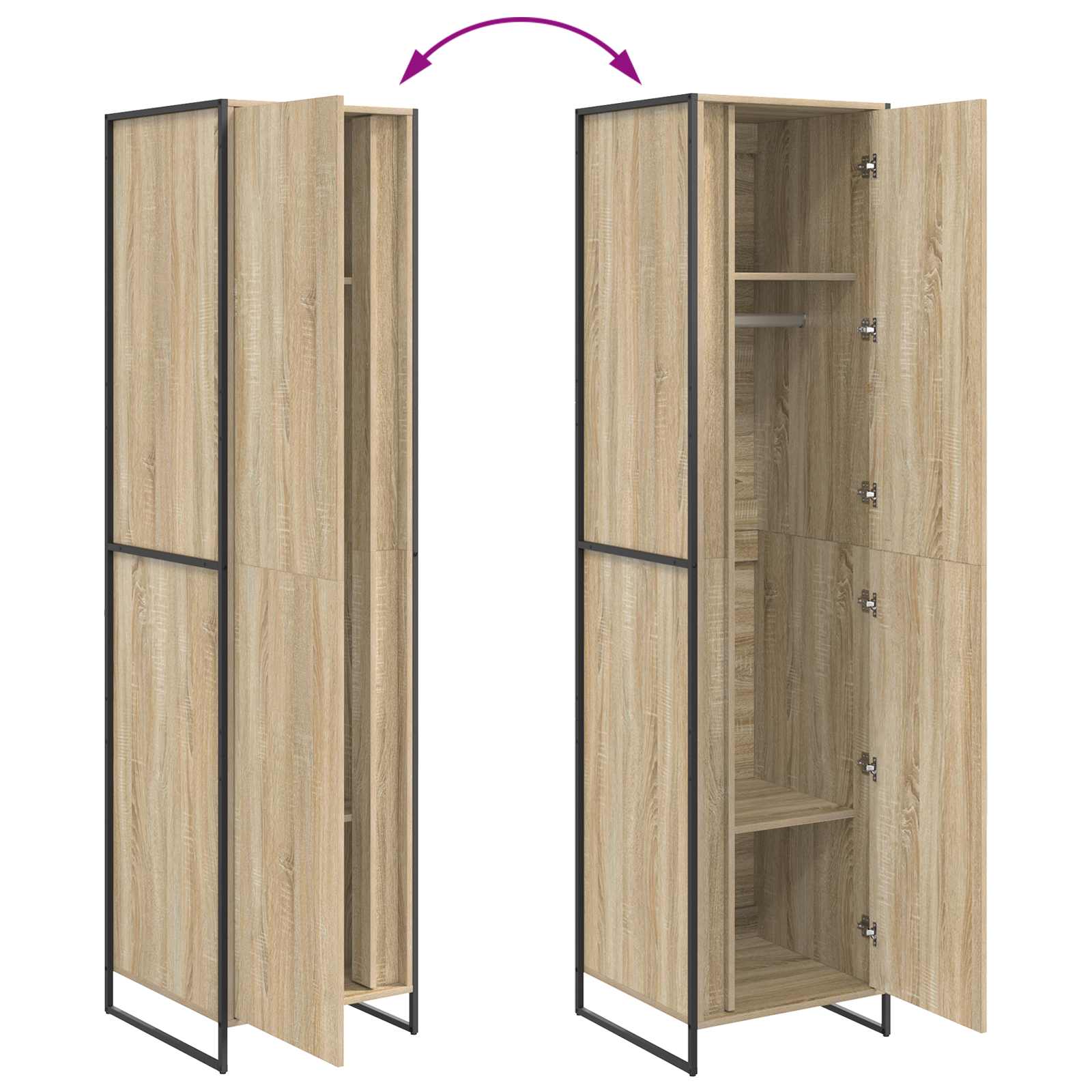 Dressing cu usa 2 pcs Sonoma 50 x 50 x 200 cm Lemn compozit — imaginea 11