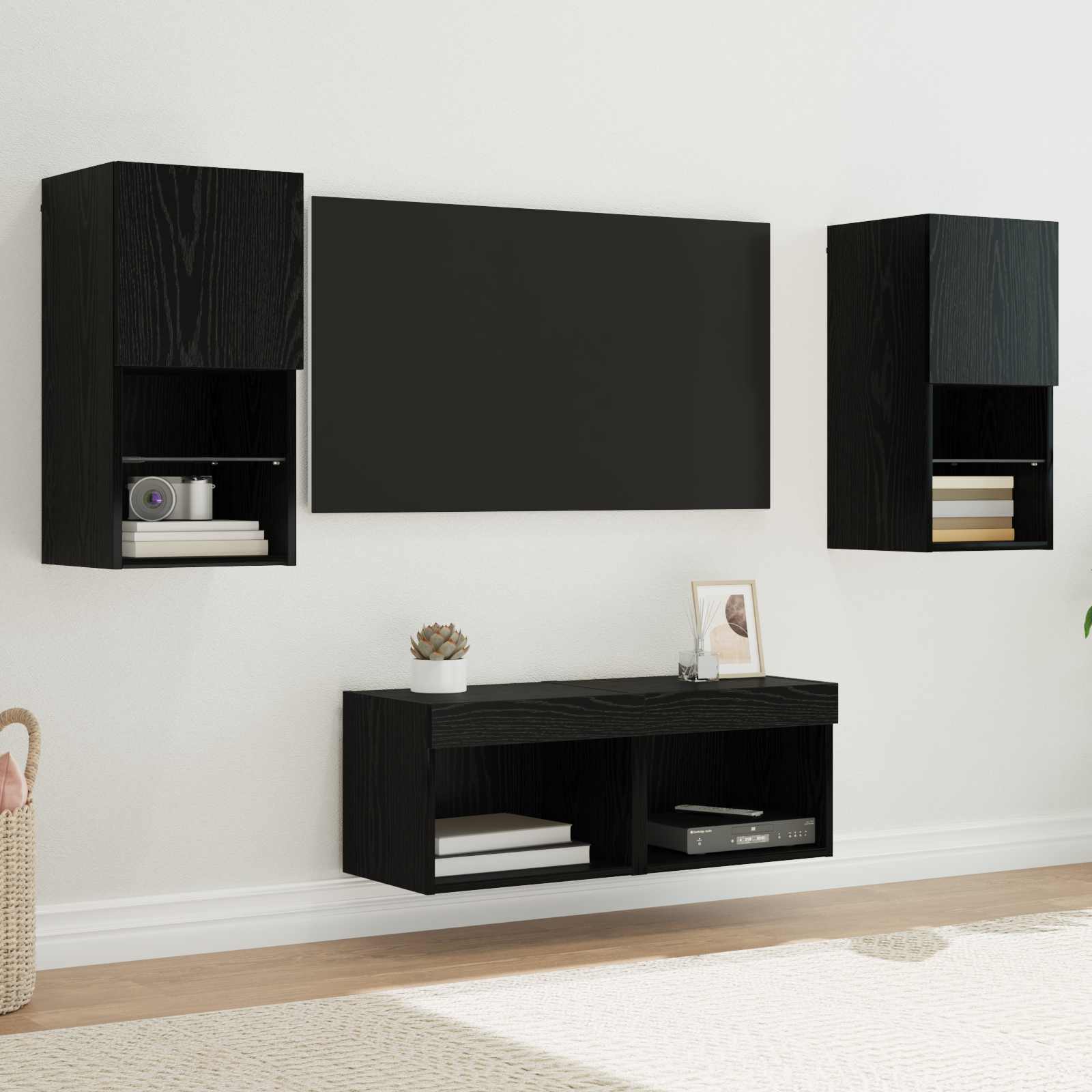 Dulapuri pentru TV 4 pcs Stejar Negru 30,5 x 30 x 60 cm — imaginea 2