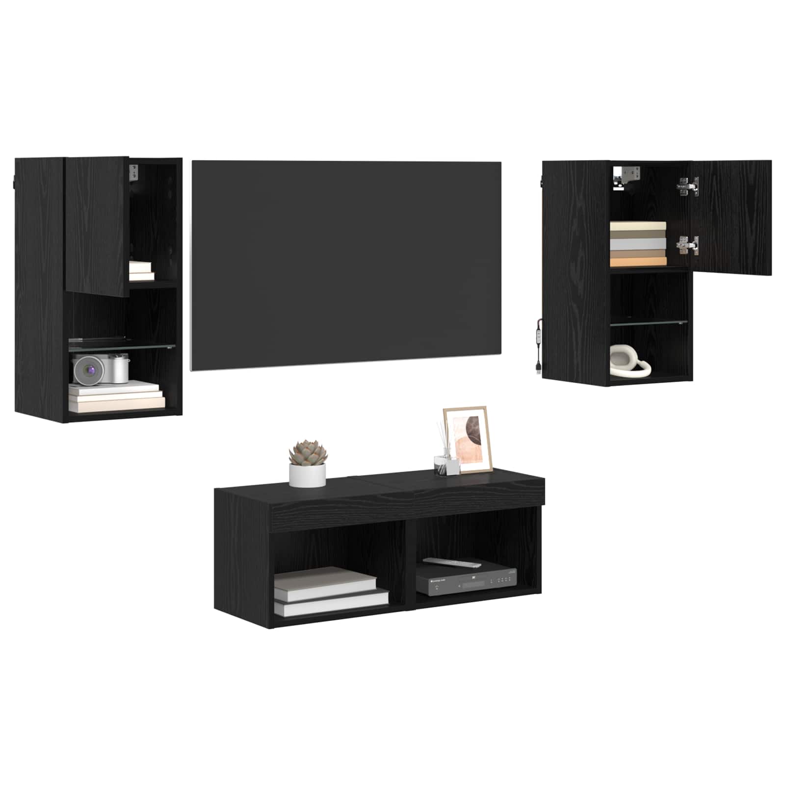 Dulapuri pentru TV 4 pcs Stejar Negru 30,5 x 30 x 60 cm — imaginea 3