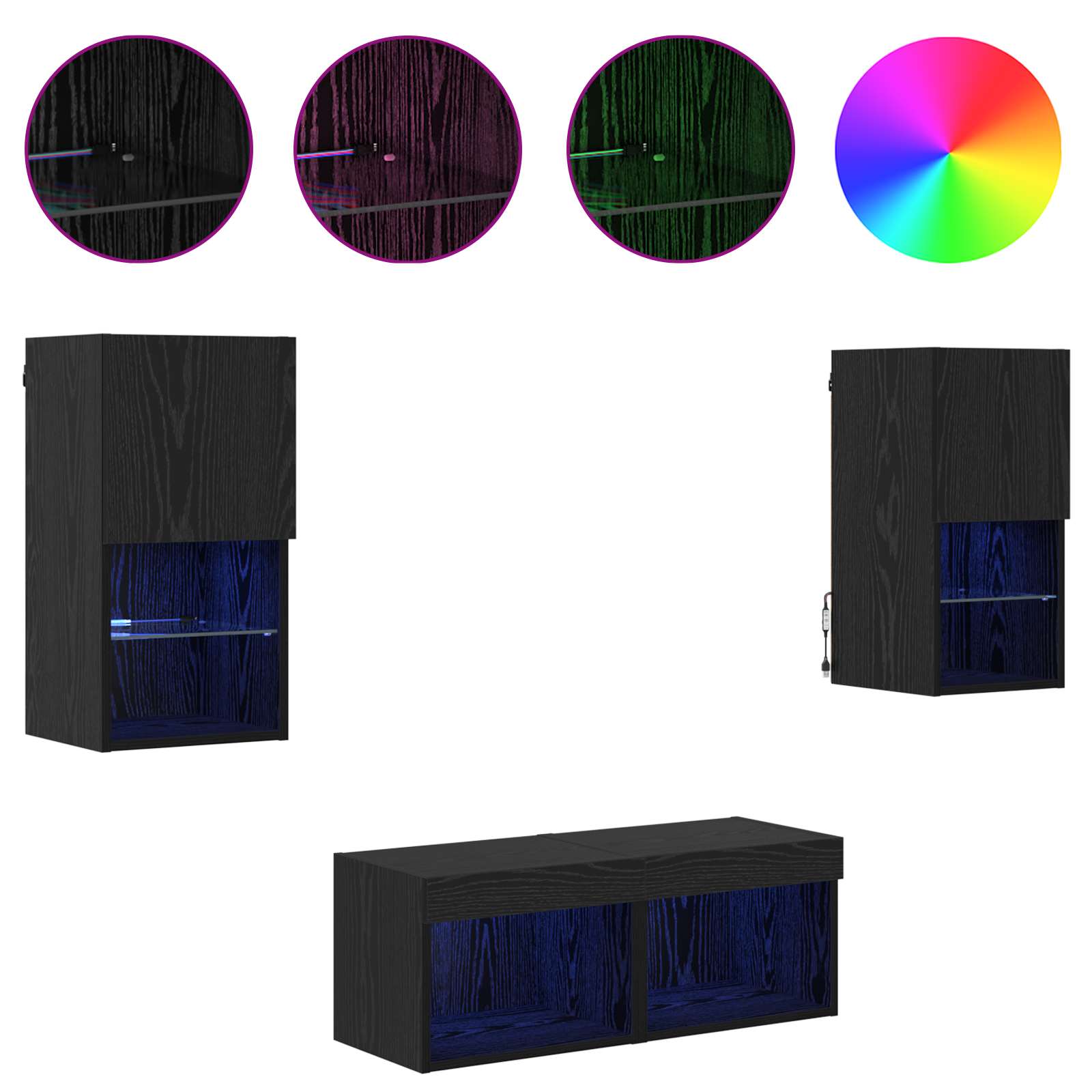 Dulapuri pentru TV 4 pcs Stejar Negru 30,5 x 30 x 60 cm — imaginea 4