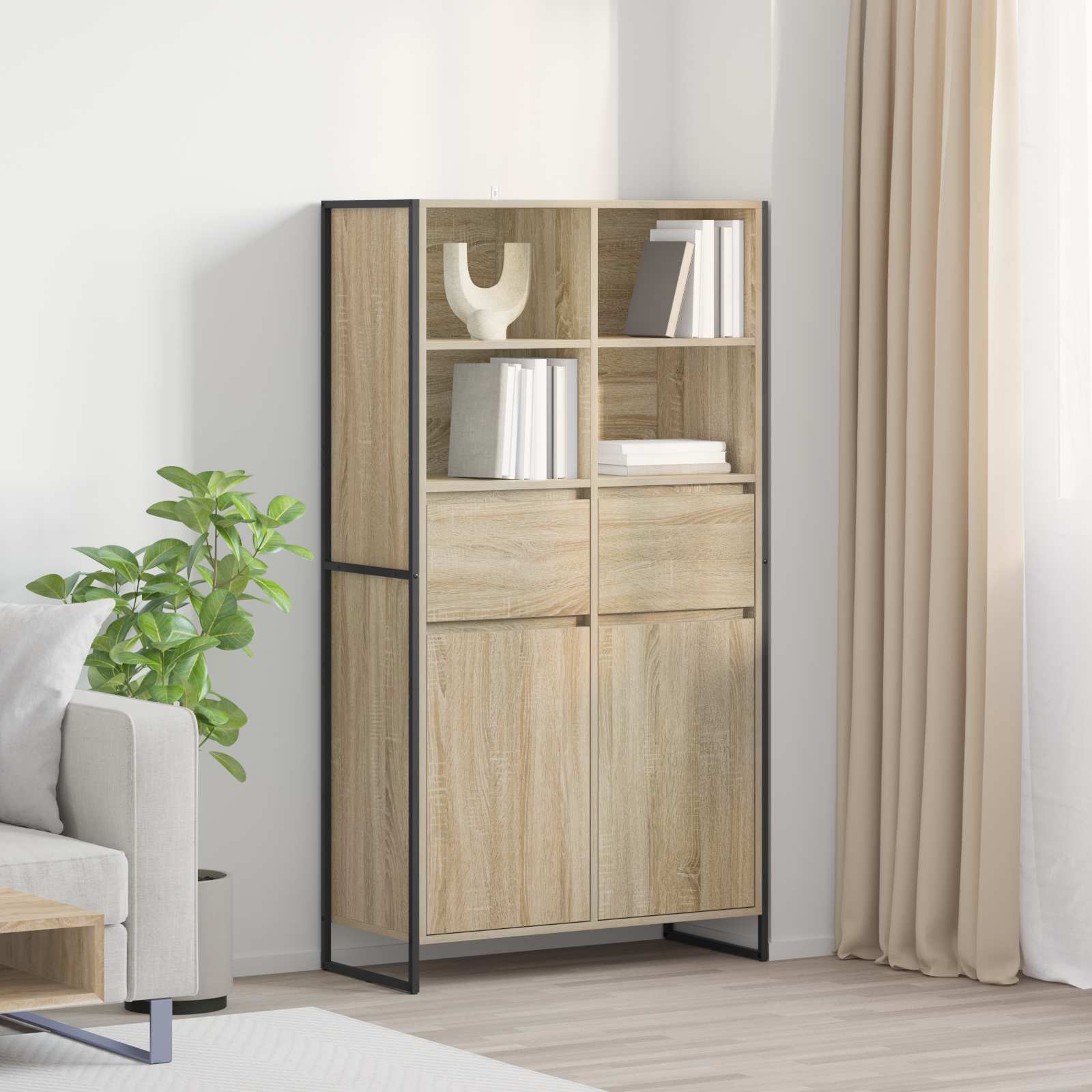 Bufet cu sertar 2 pcs Sonoma 81 x 36 x 150.5 cm Lemn compozit — imaginea 2