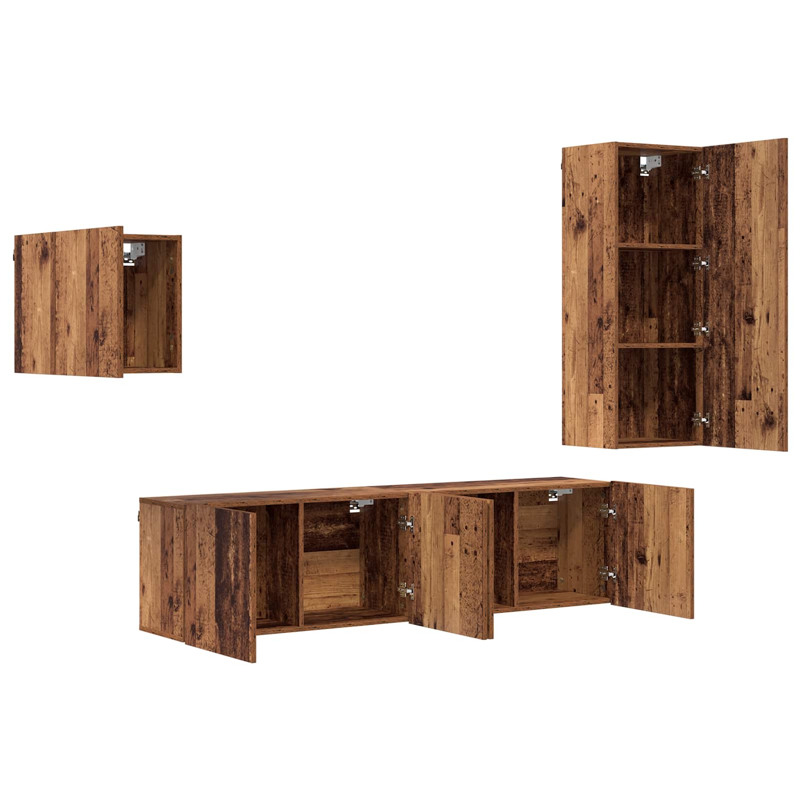 Cabinet TV Pe perete 4 pcs Lemn Vechi Lemn compozit — imaginea 5