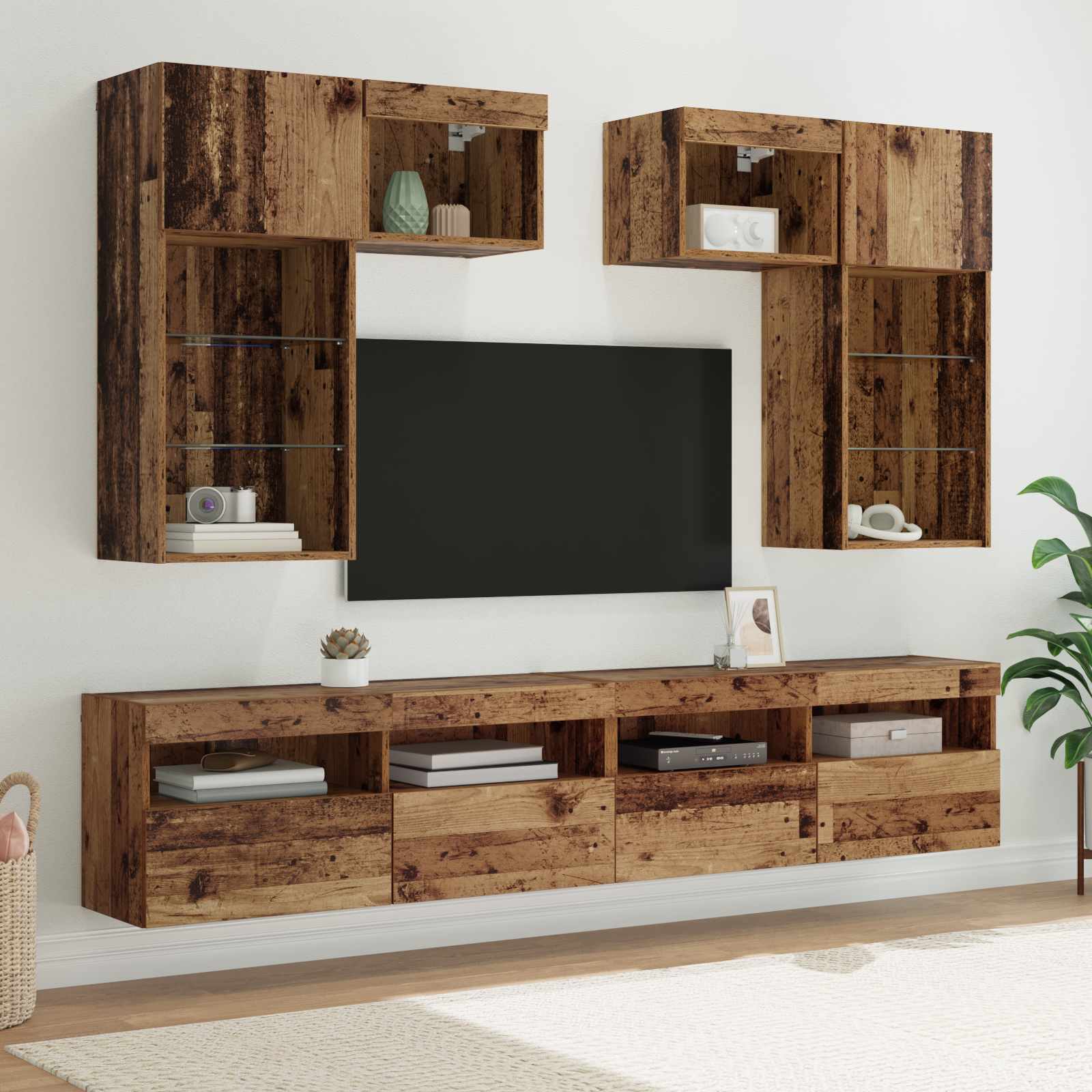 Unitati pentru Pereti de TV 6 pcs Stejar Negru 100 x 30 x 40 cm — imaginea 2