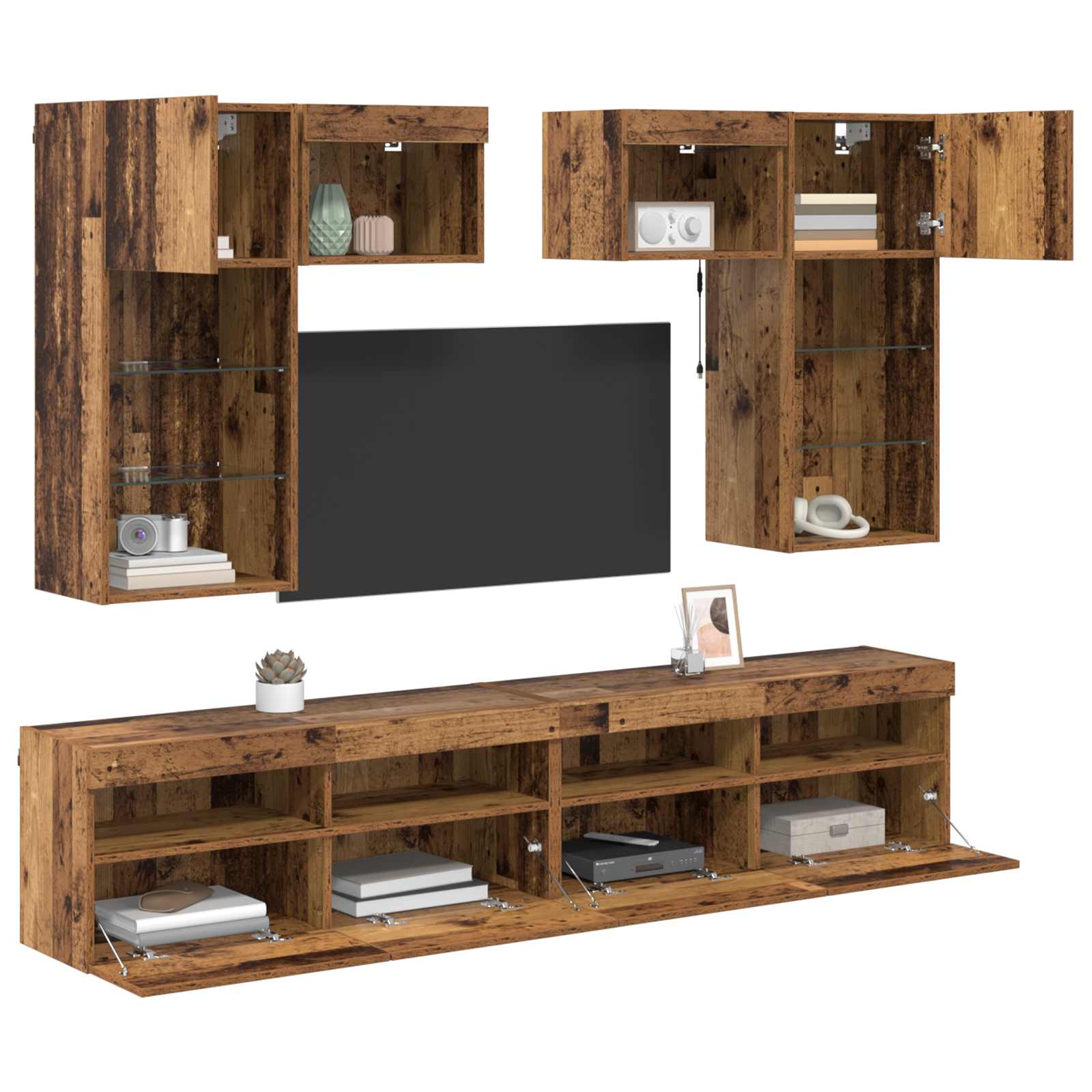 Unitati pentru Pereti de TV 6 pcs Stejar Negru 100 x 30 x 40 cm — imaginea 3