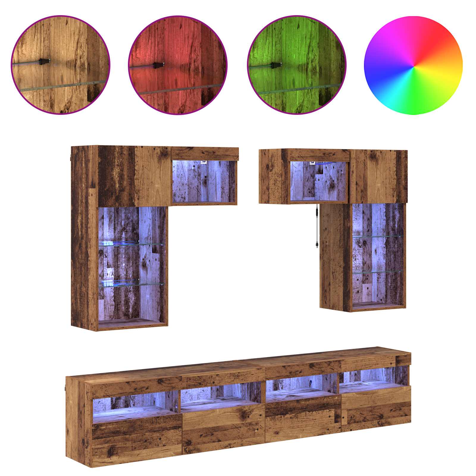 Unitati pentru Pereti de TV 6 pcs Stejar Negru 100 x 30 x 40 cm — imaginea 4