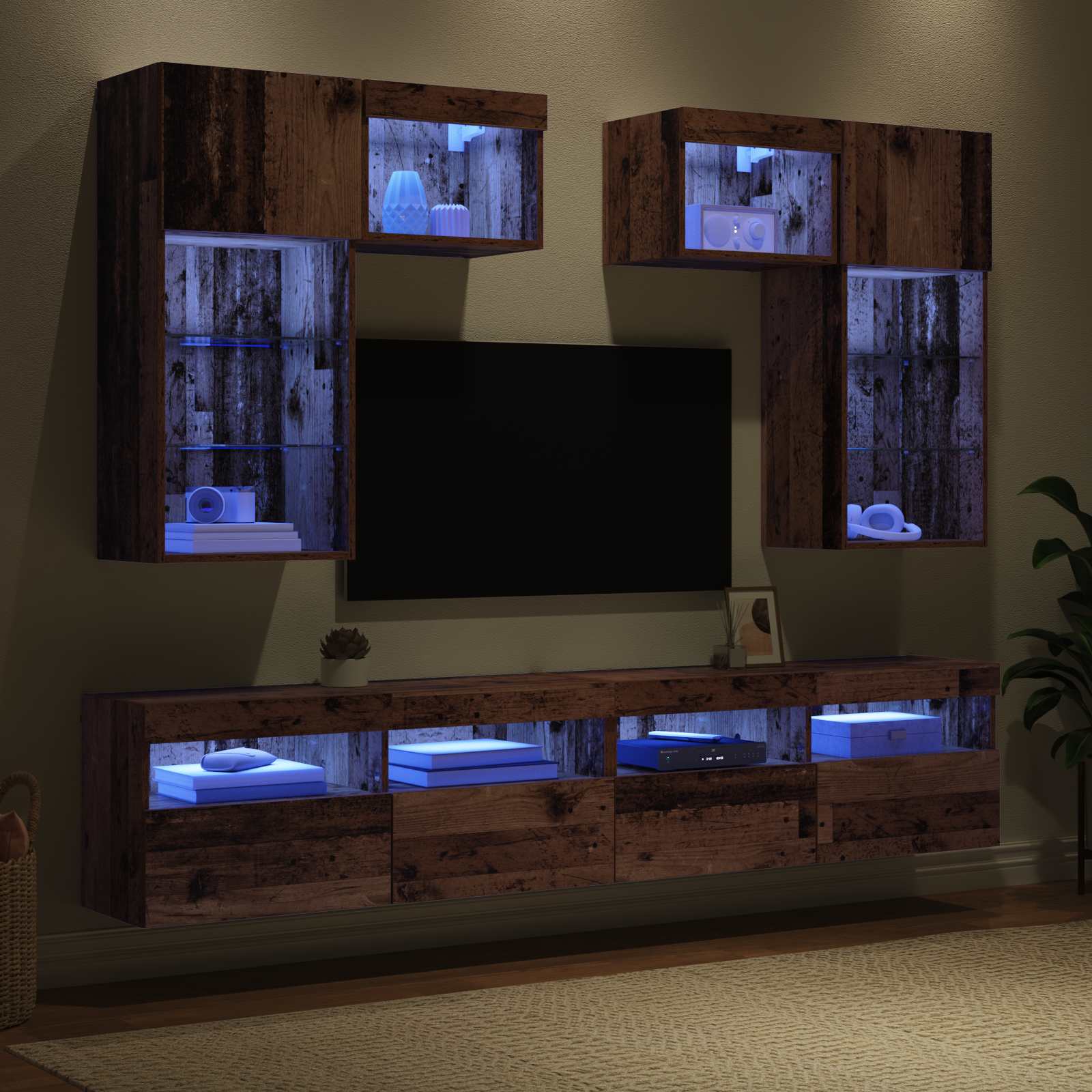Unitati pentru Pereti de TV 6 pcs Stejar Negru 100 x 30 x 40 cm — imaginea 5